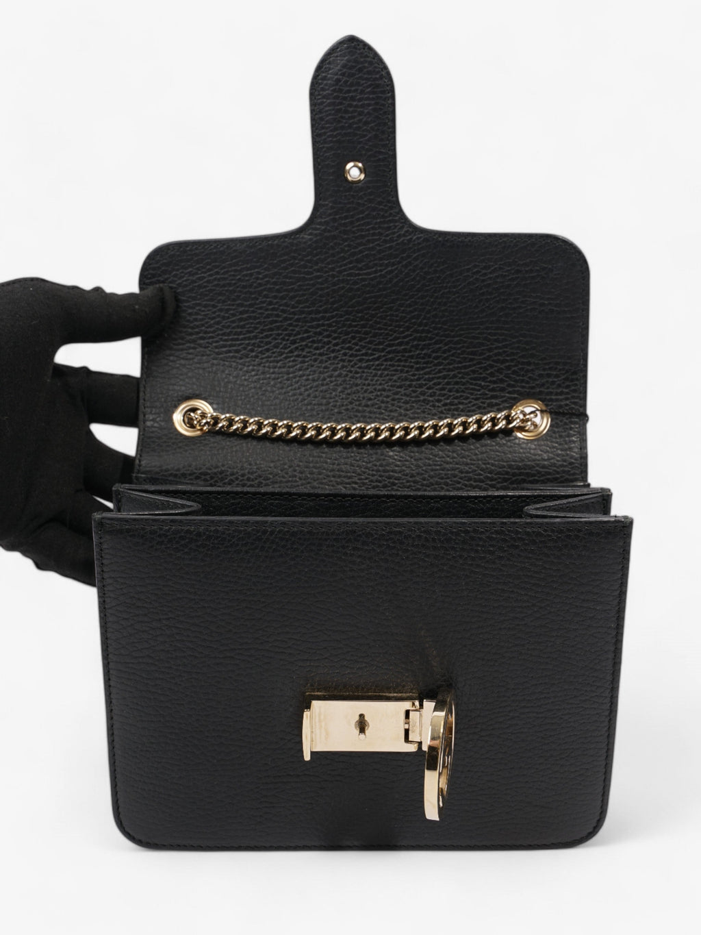 Gucci Dollar Interlocking G Black Calfskin Leather Small