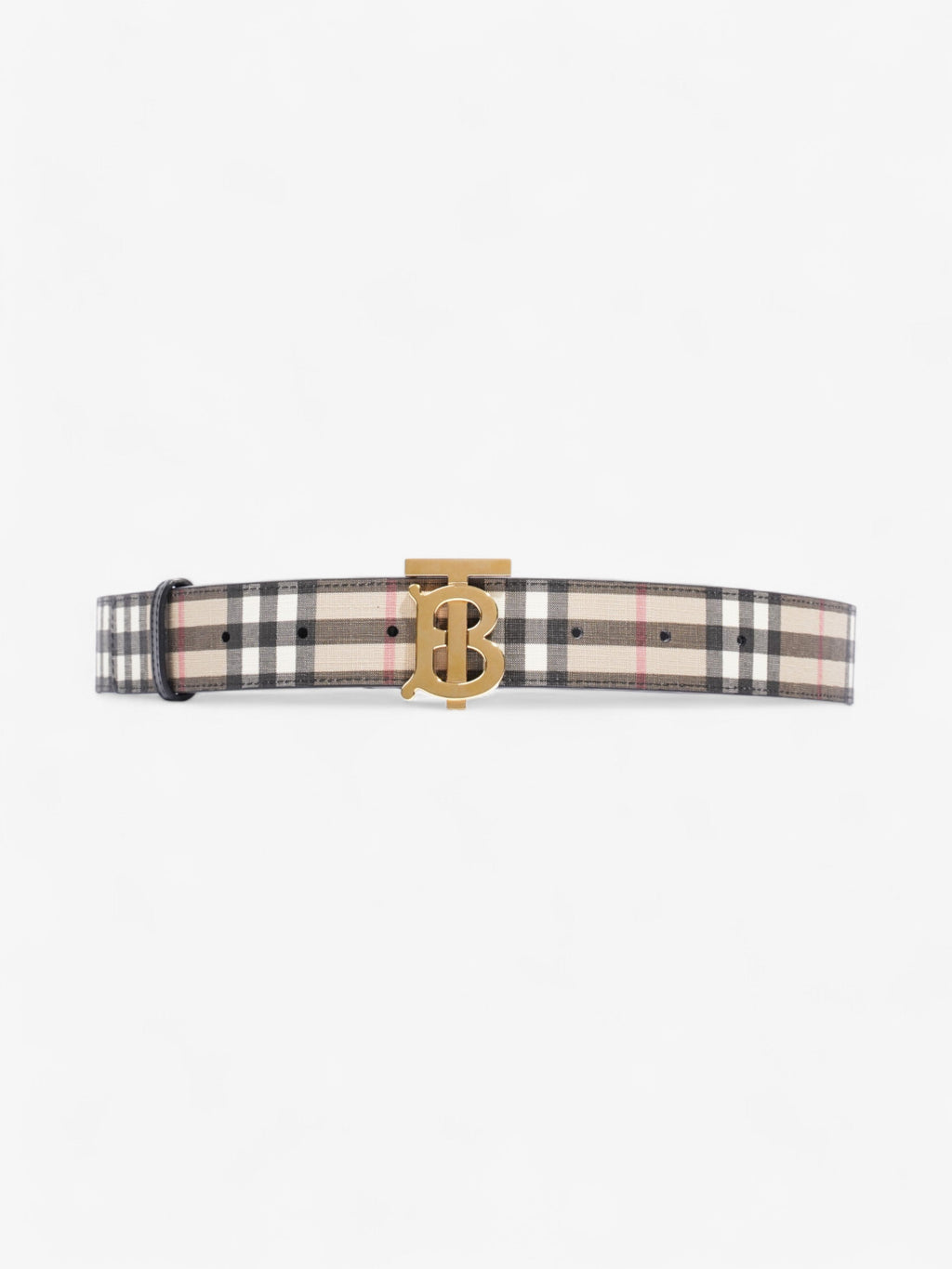 Burberry TB Belt Vintage Check / Light Gold Canvas Medium - 104cm