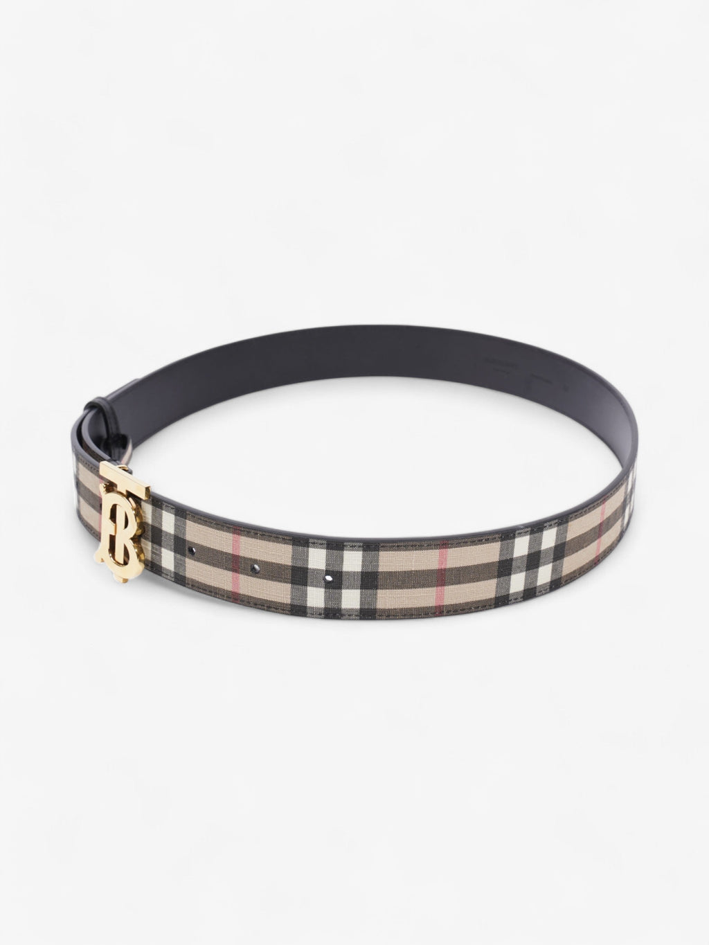 Burberry TB Belt Vintage Check / Light Gold Canvas Medium - 104cm