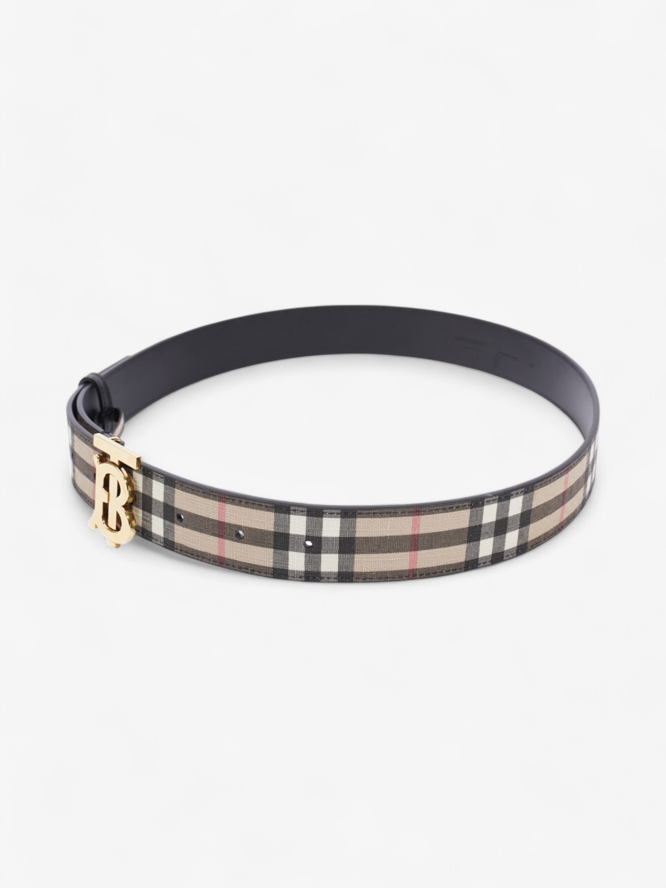 Burberry TB Belt Vintage Check / Light Gold Canvas Medium - 104cm
