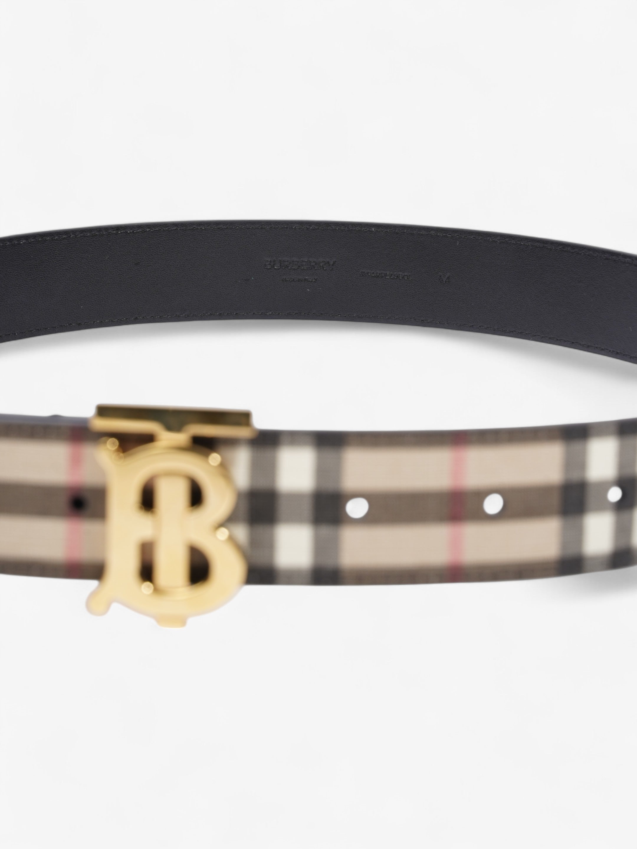 Burberry TB Belt Vintage Check / Light Gold Canvas Medium - 104cm