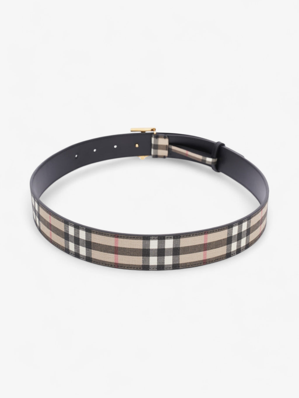 Burberry TB Belt Vintage Check / Light Gold Canvas Medium - 104cm