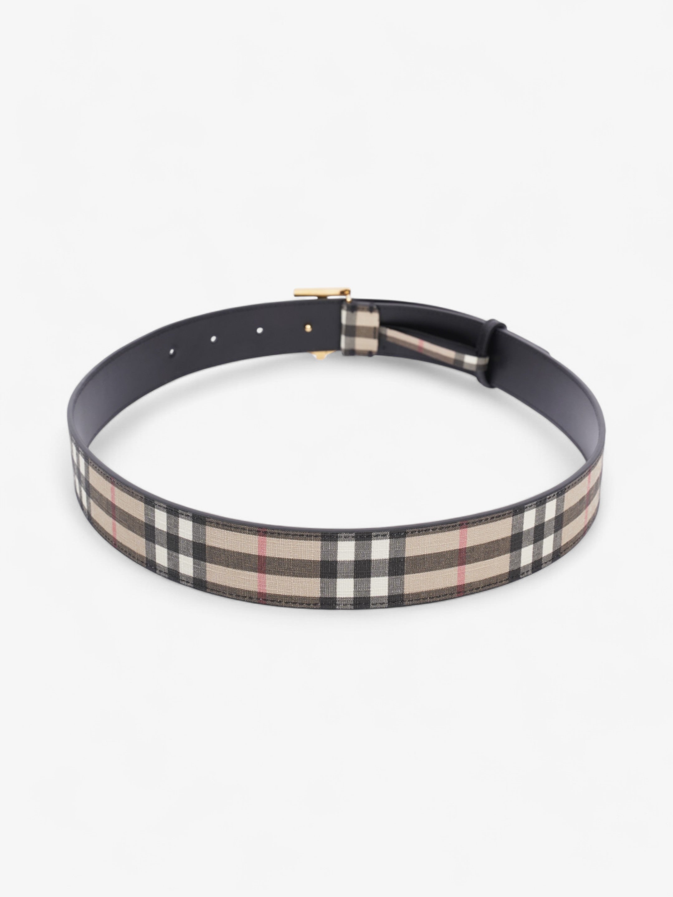 Burberry TB Belt Vintage Check / Light Gold Canvas Medium - 104cm
