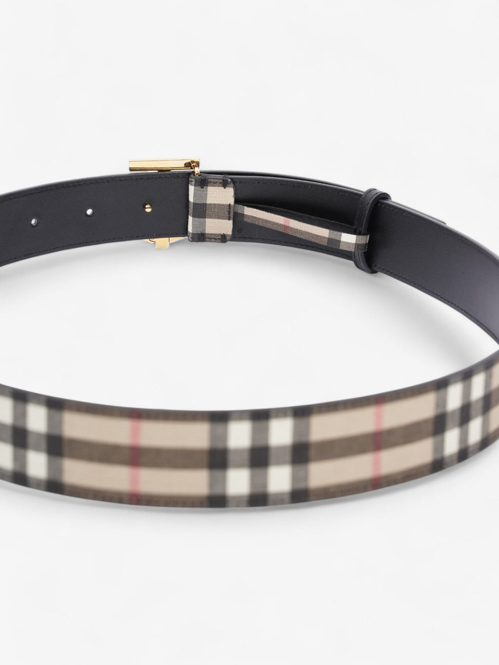 Burberry TB Belt Vintage Check / Light Gold Canvas Medium - 104cm