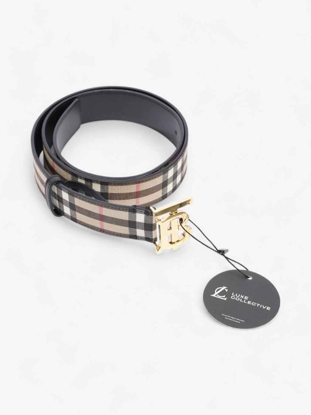Burberry TB Belt Vintage Check / Light Gold Canvas Medium - 104cm