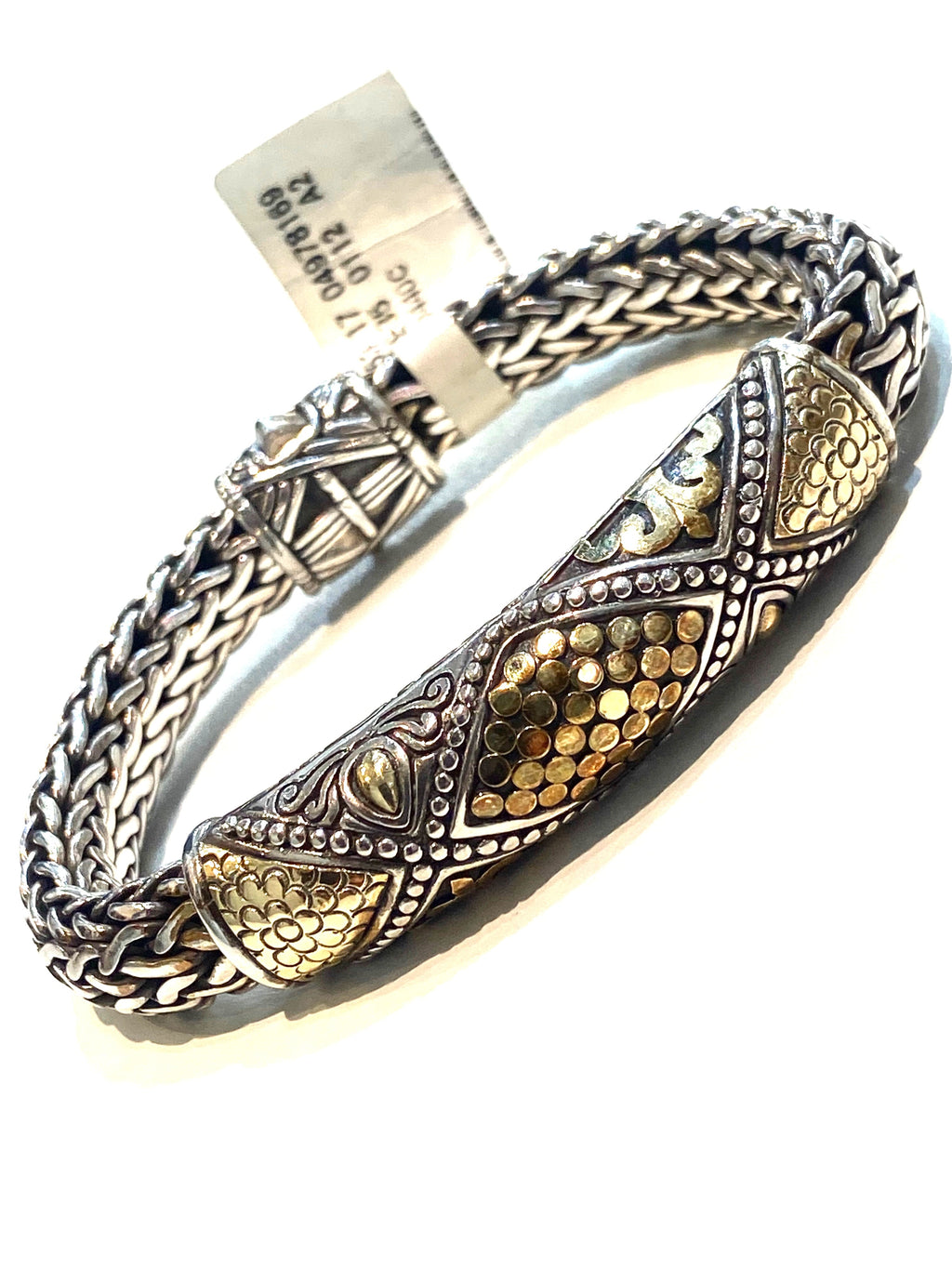 JOHN HARDY STERLING SILVER 18K GOLD DOT STATION BRACELET
