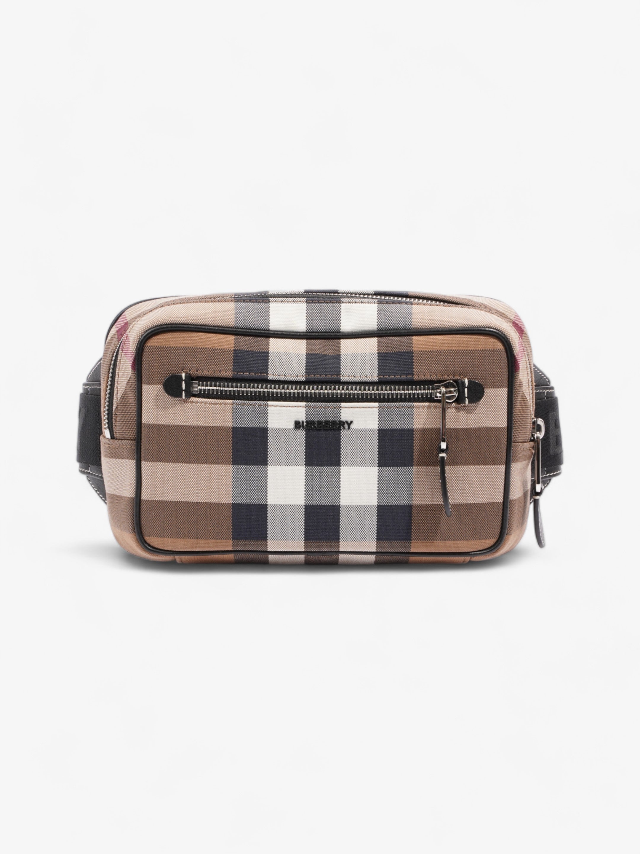 Burberry Double Zip Belt Bag Dark Birch Brown Cotton