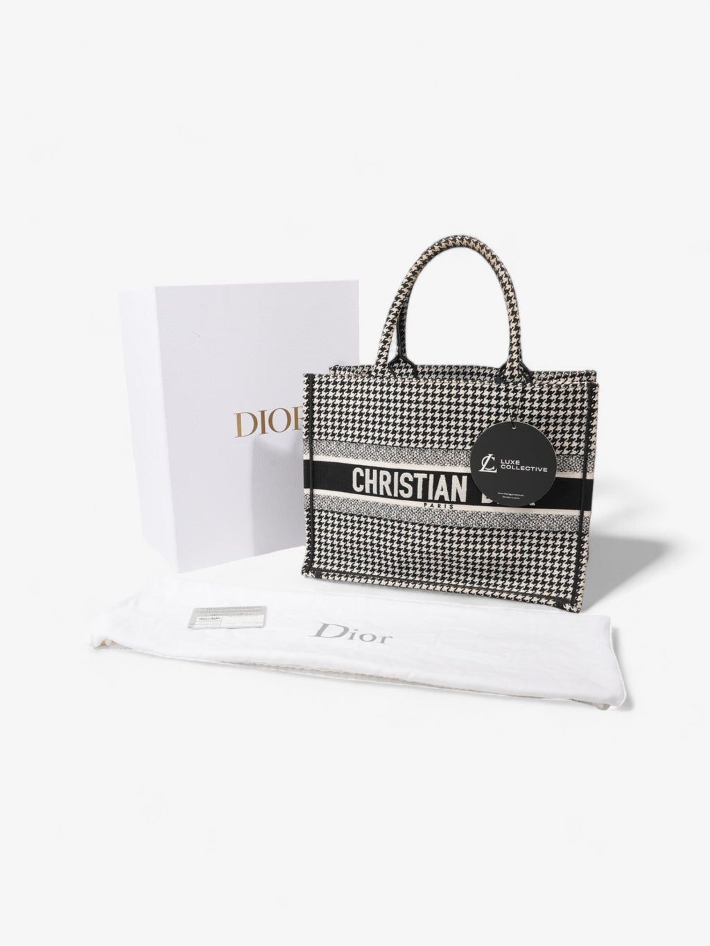 Christian Dior Book Tote Black / White Canvas Medium