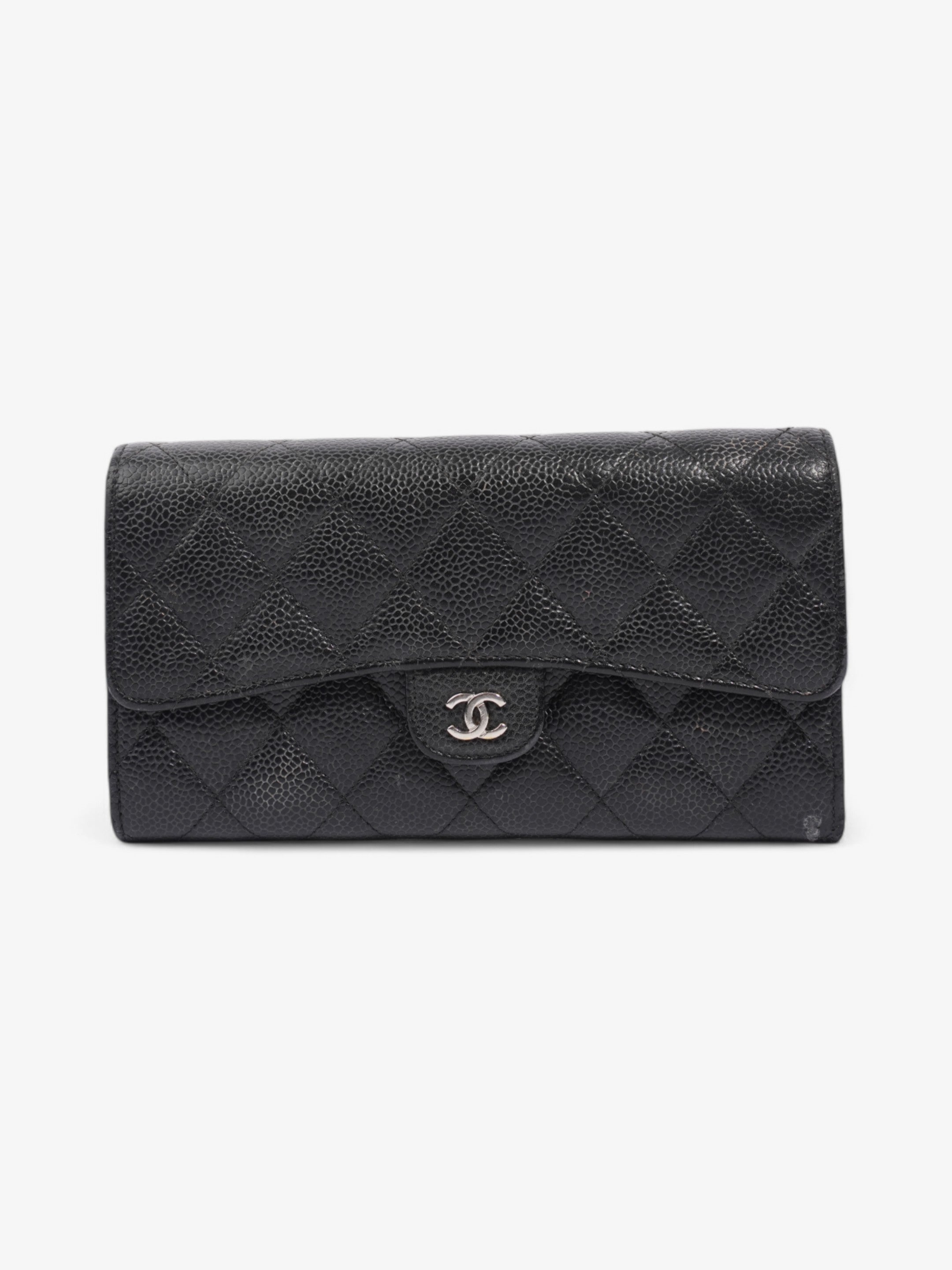 Chanel Classic Long Flap Wallet Black Caviar Leather