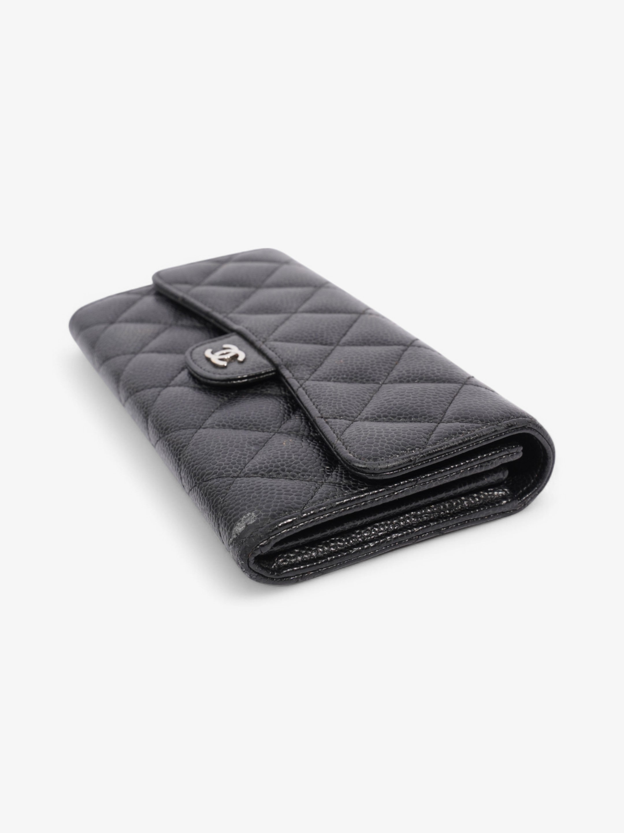 Chanel Classic Long Flap Wallet Black Caviar Leather