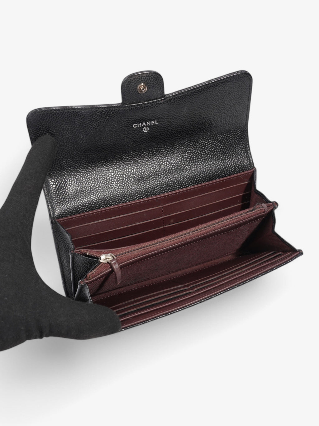 Chanel Classic Long Flap Wallet Black Caviar Leather