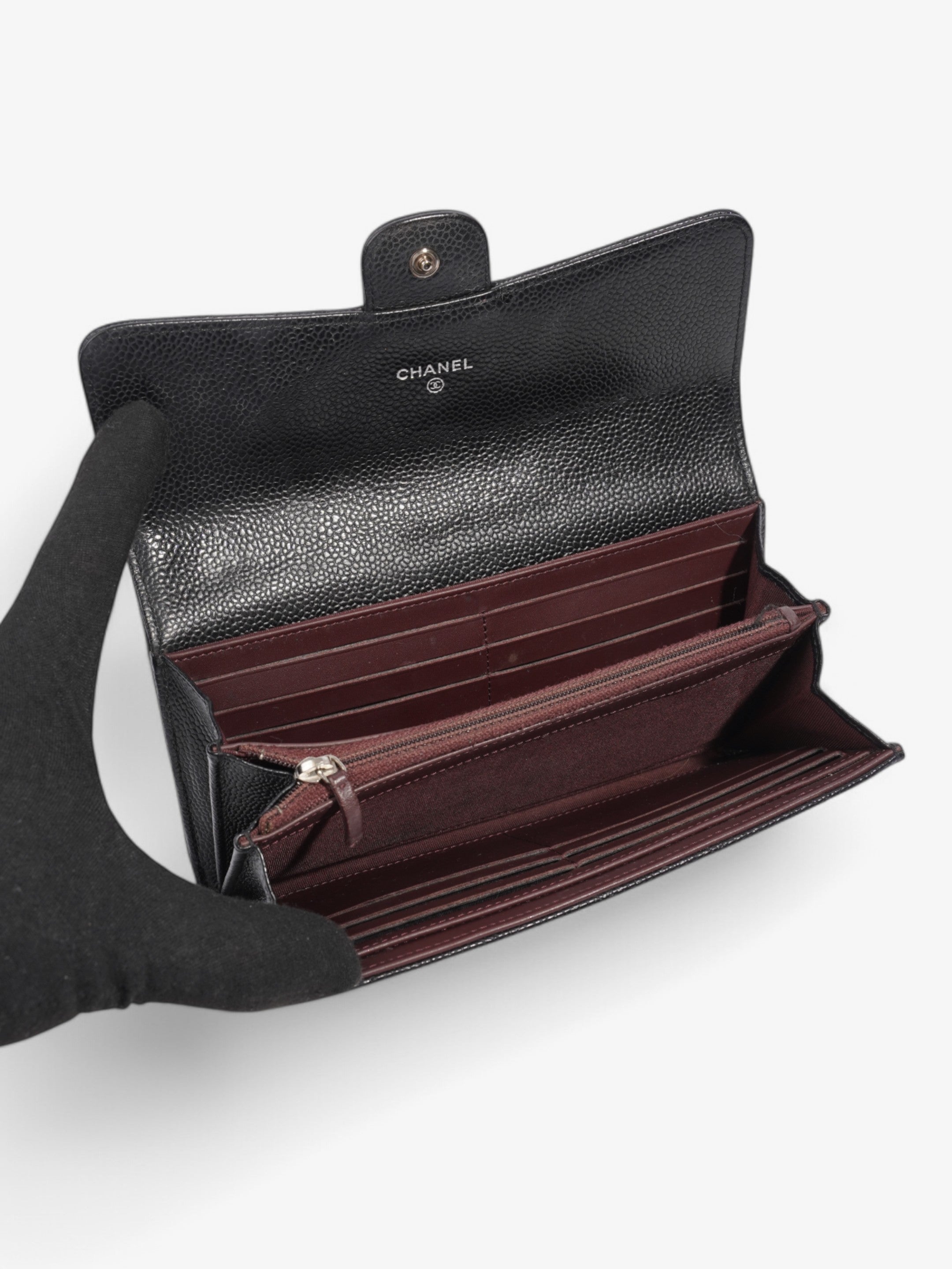 Chanel Classic Long Flap Wallet Black Caviar Leather