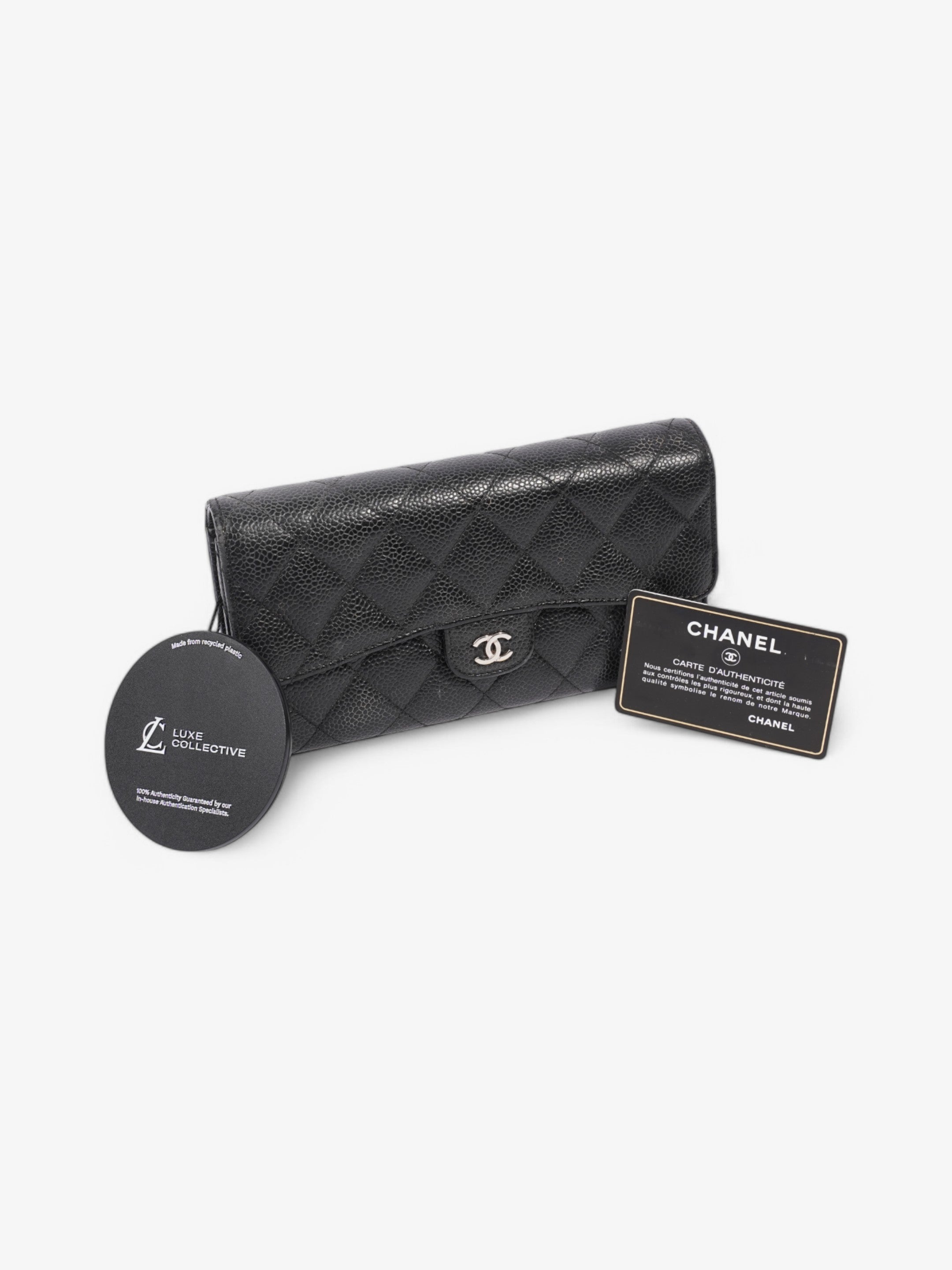 Chanel Classic Long Flap Wallet Black Caviar Leather