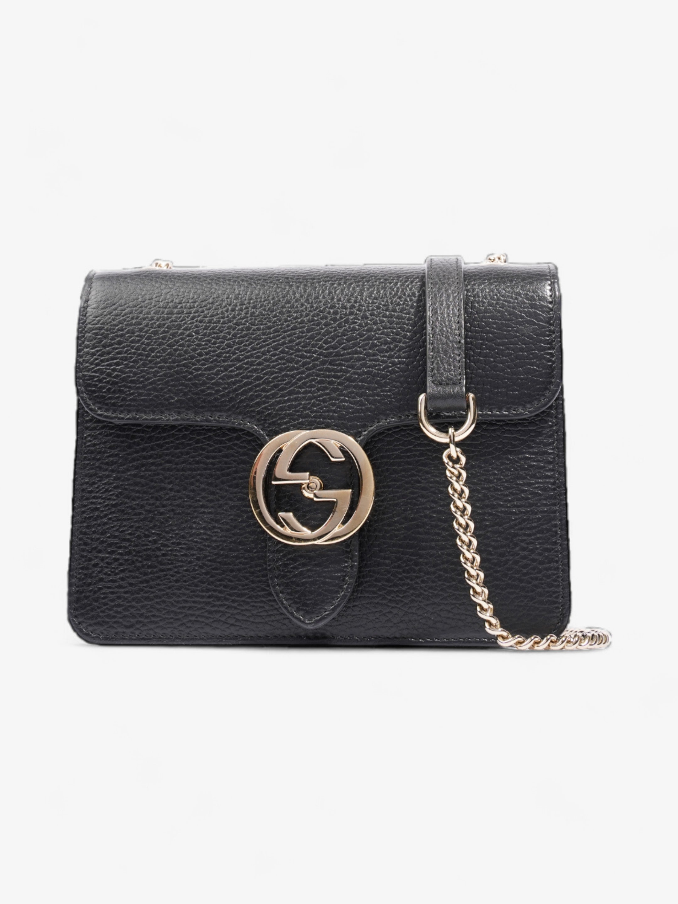 Gucci Interlocking GG  Black Leather Small