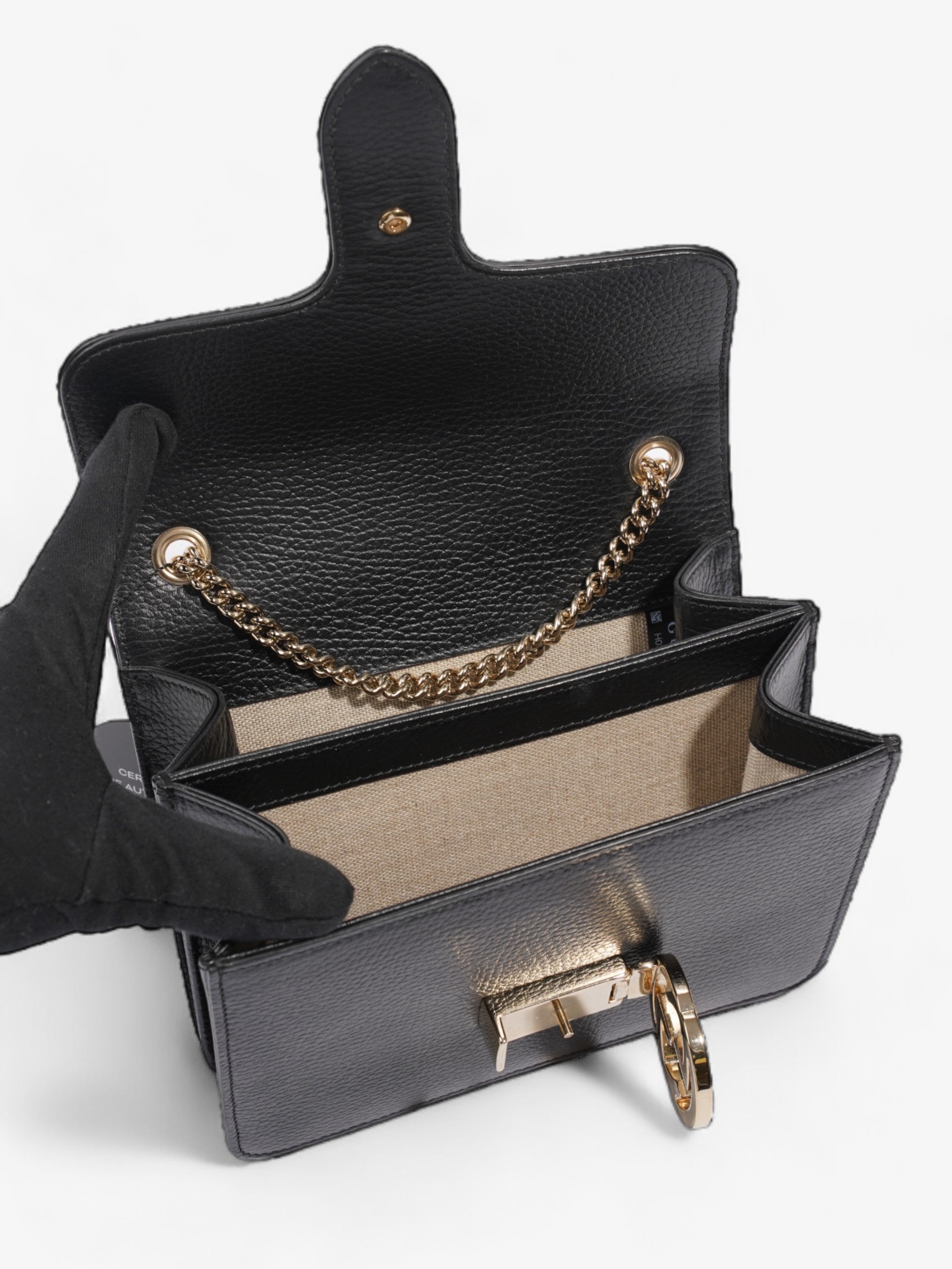 Gucci Interlocking GG  Black Leather Small