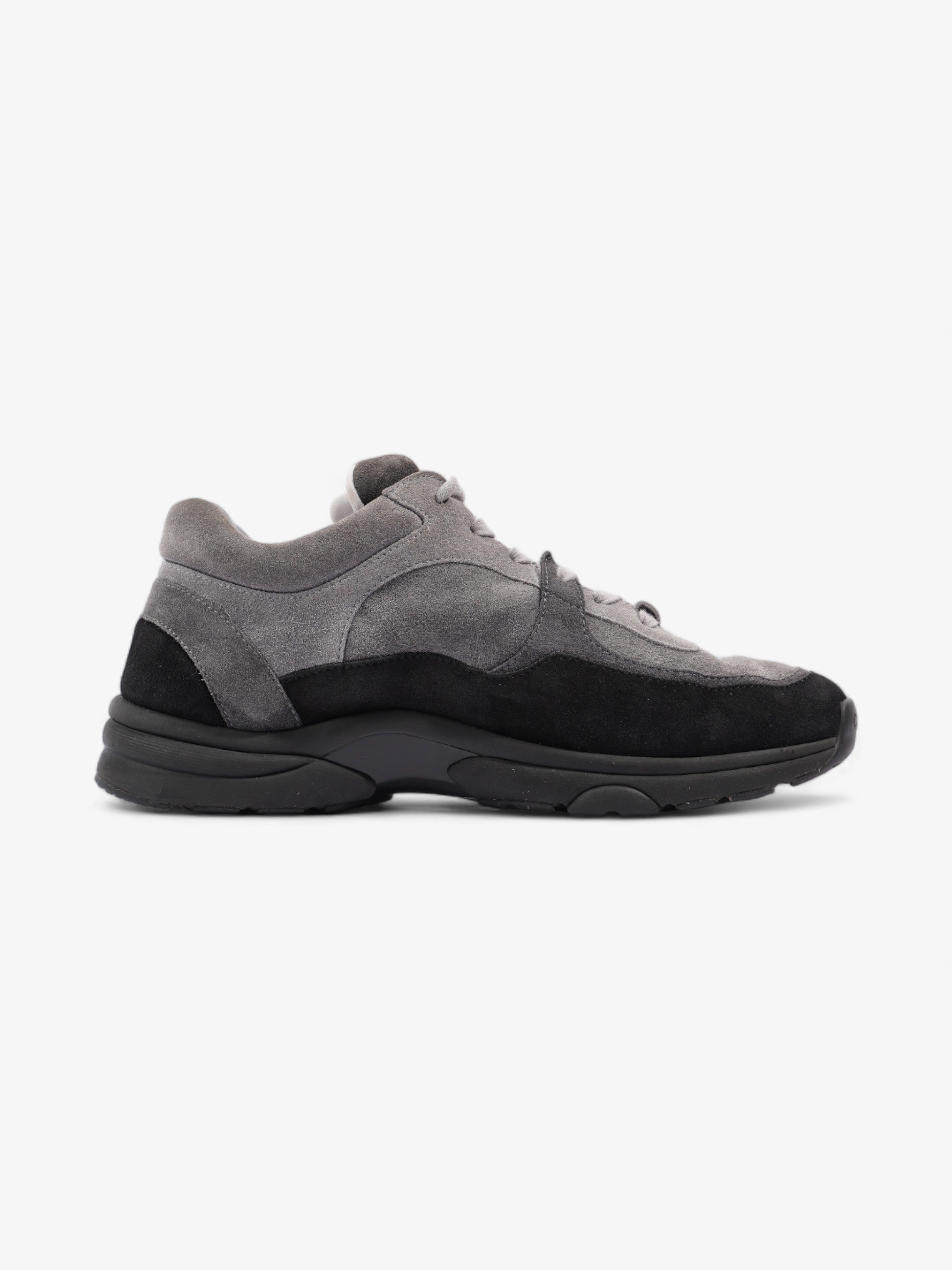 Chanel CC Logo Runners  Grey / Black / White Suede EU 39.5 UK 6.5