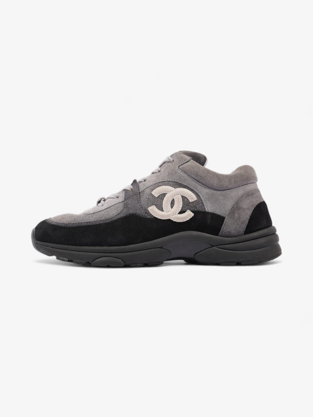 Chanel CC Logo Runners  Grey / Black / White Suede EU 39.5 UK 6.5