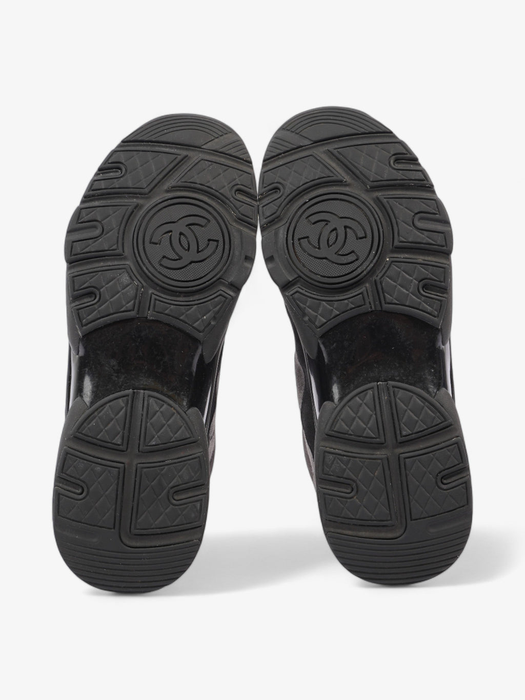 Chanel CC Logo Runners  Grey / Black / White Suede EU 39.5 UK 6.5