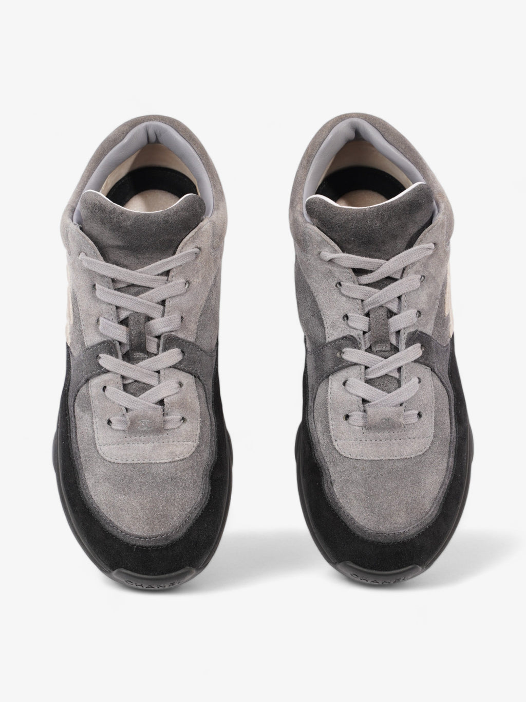 Chanel CC Logo Runners  Grey / Black / White Suede EU 39.5 UK 6.5