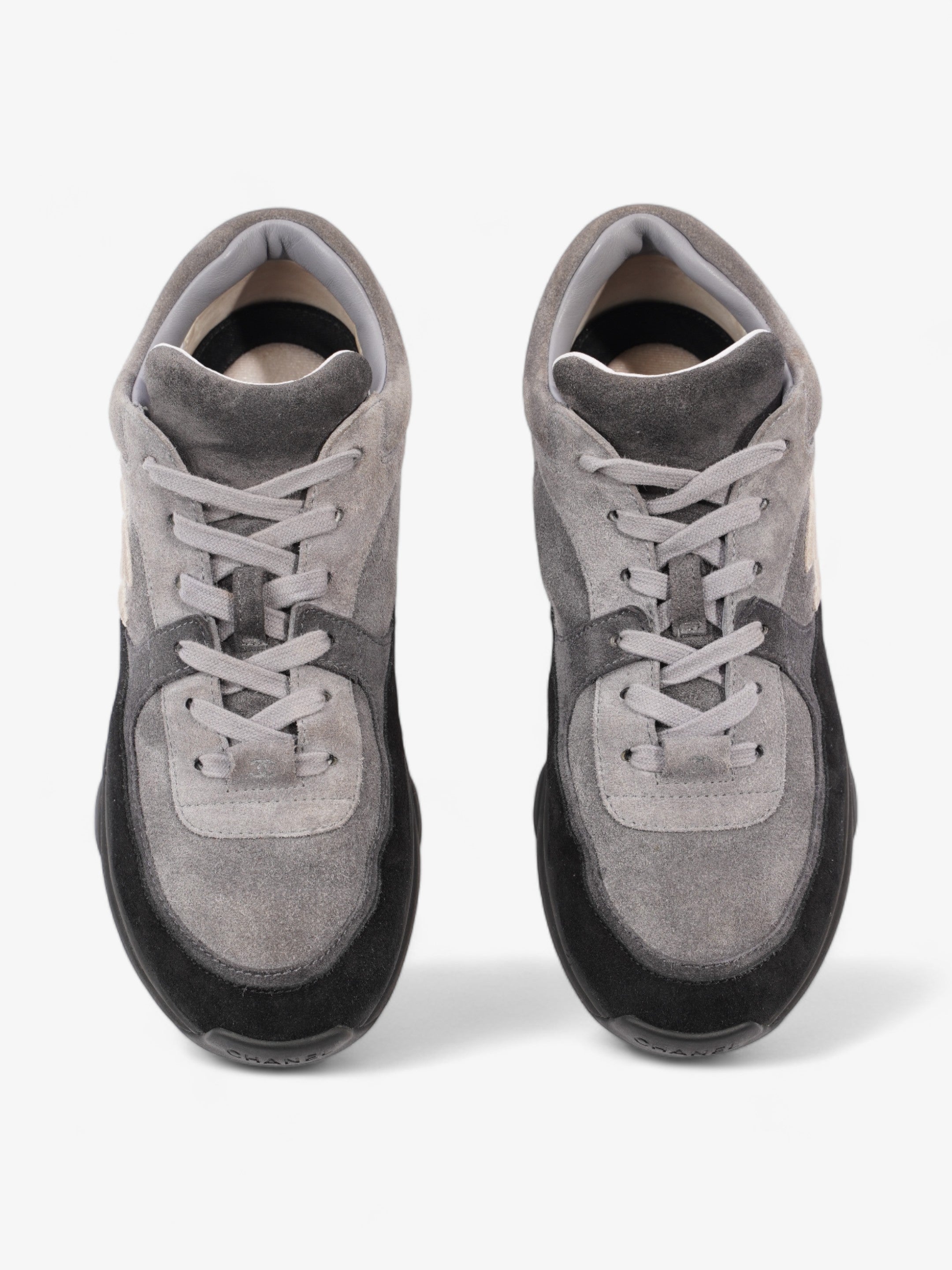 Chanel CC Logo Runners  Grey / Black / White Suede EU 39.5 UK 6.5
