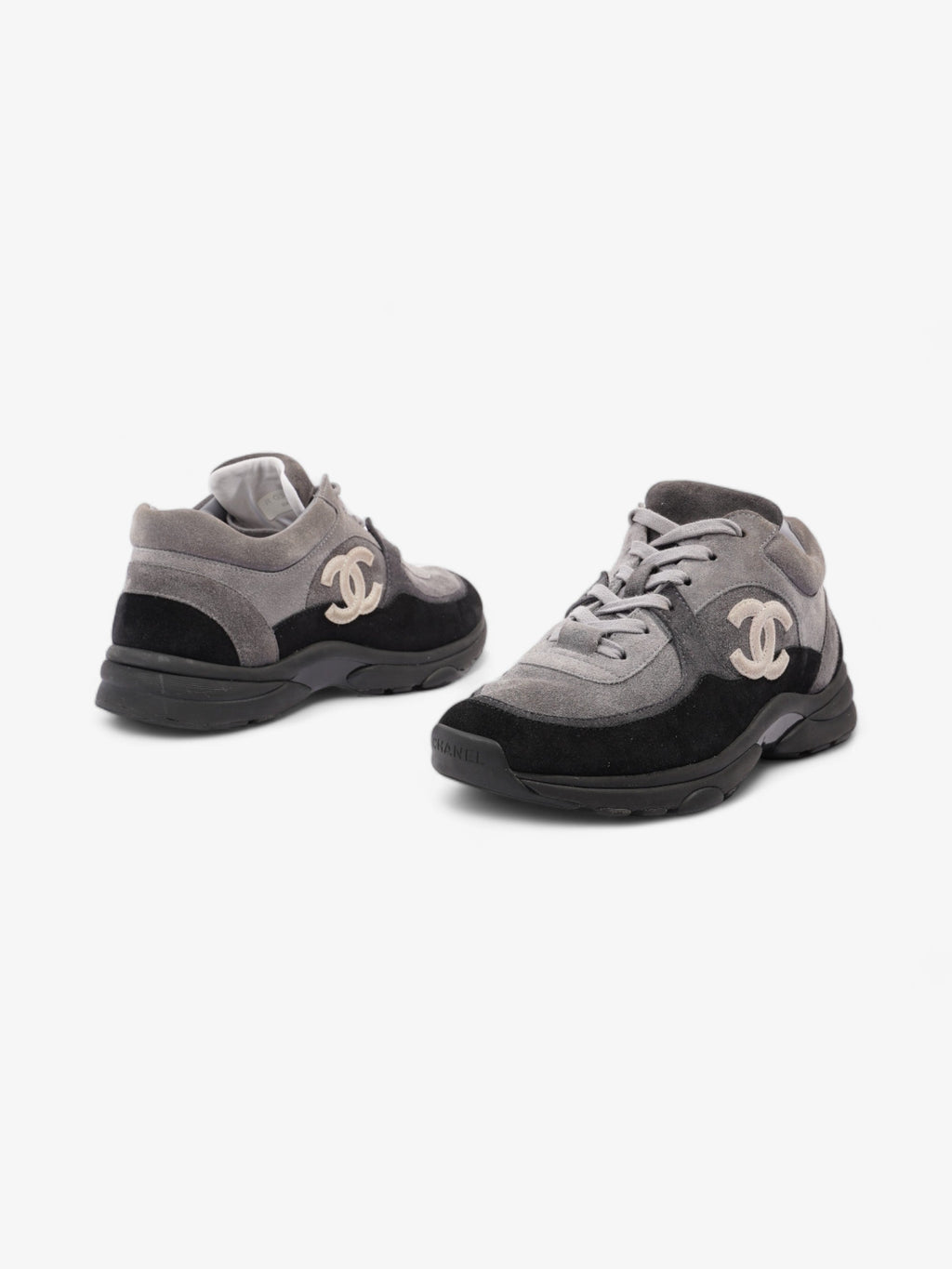 Chanel CC Logo Runners  Grey / Black / White Suede EU 39.5 UK 6.5
