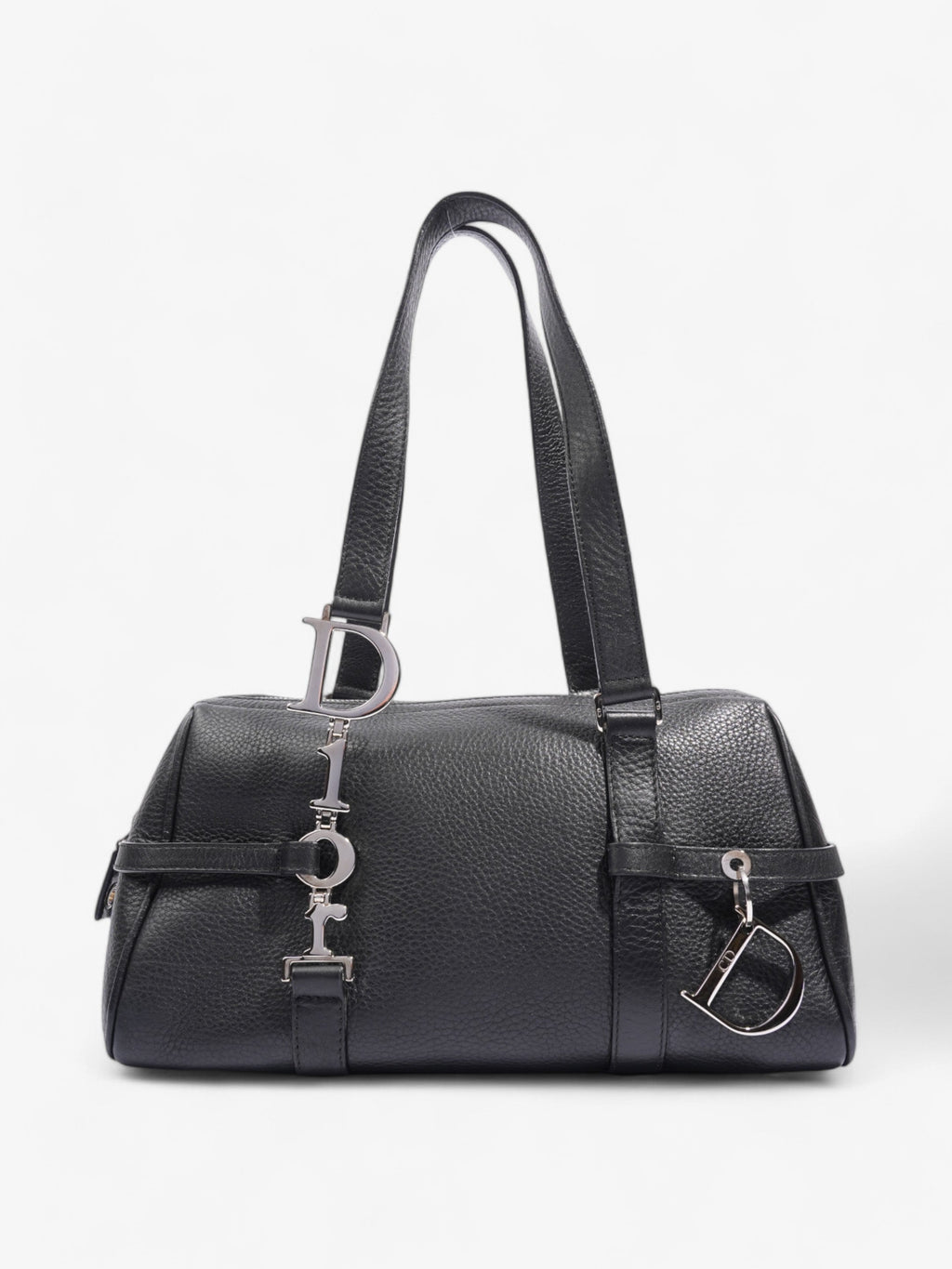 Christian Dior Logo Charms Boston Black Calfskin Leather