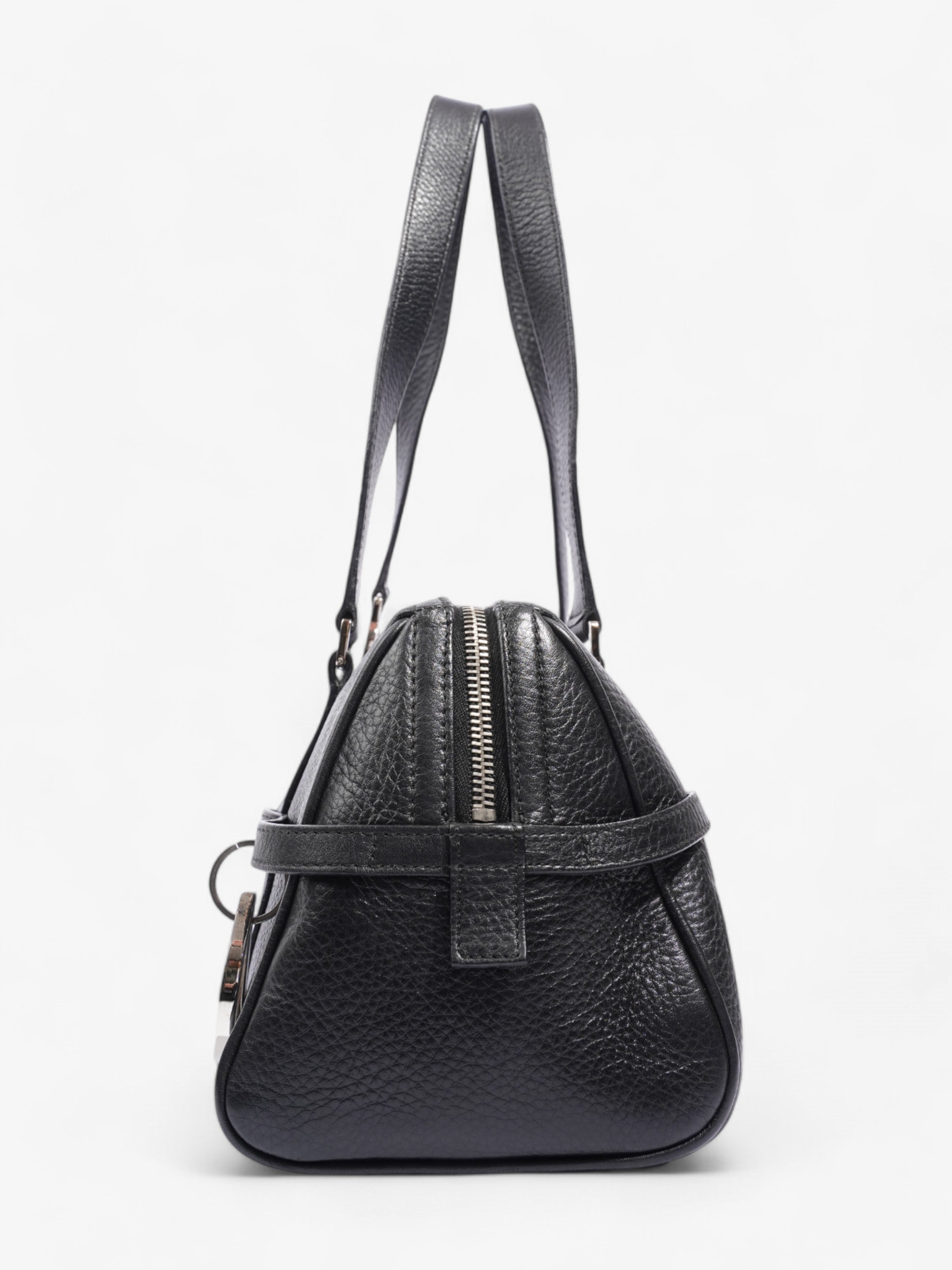 Christian Dior Logo Charms Boston Black Calfskin Leather
