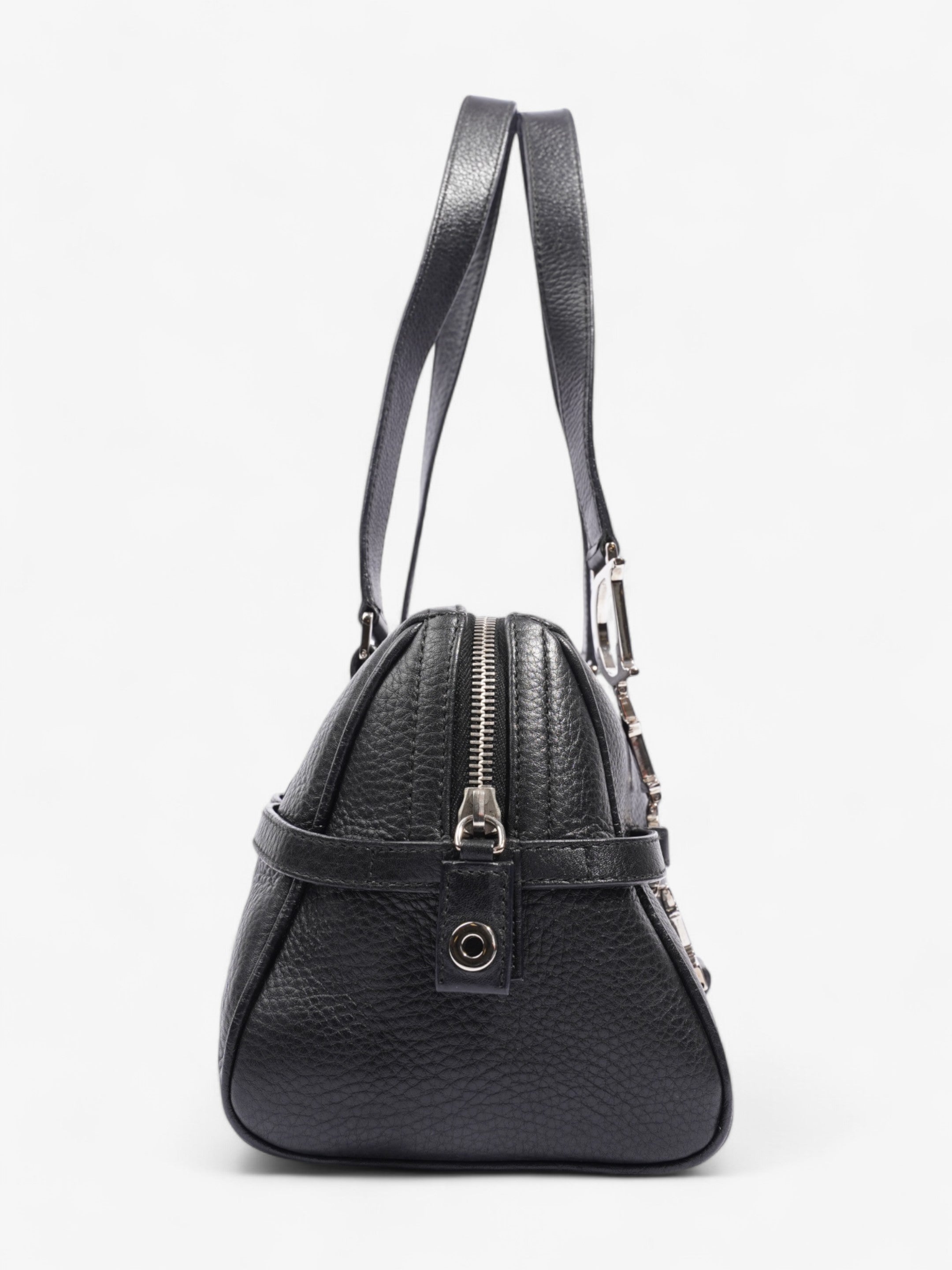 Christian Dior Logo Charms Boston Black Calfskin Leather