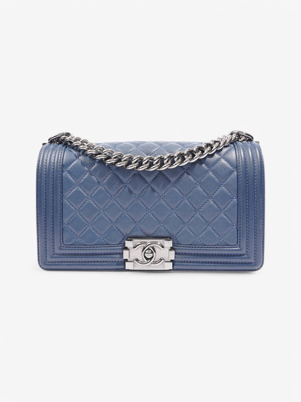 Chanel Boy Bag Blue Calfskin Leather Medium