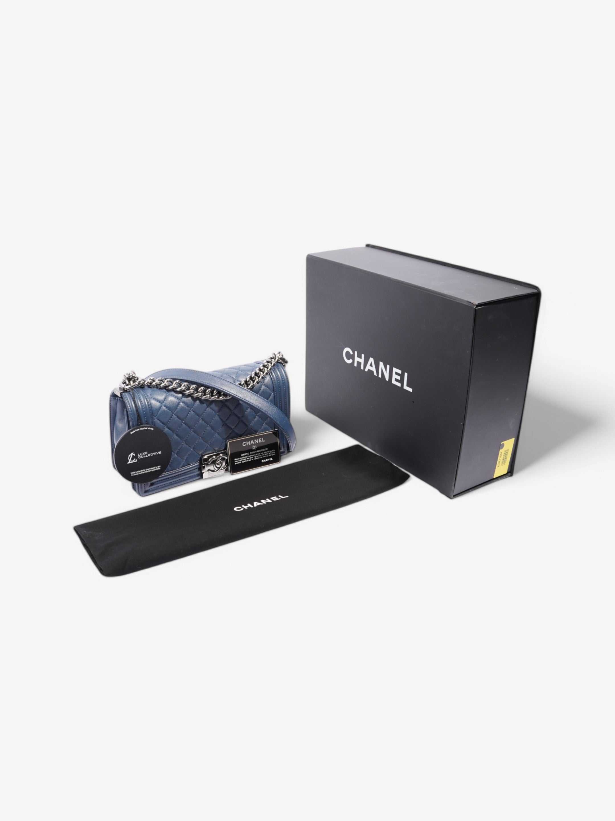 Chanel Boy Bag Blue Calfskin Leather Medium