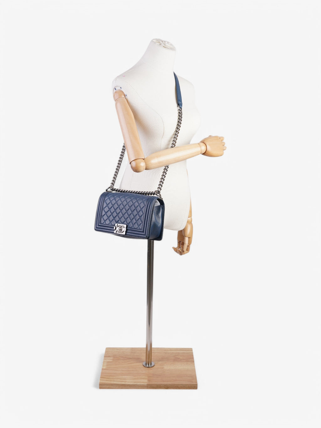 Chanel Boy Bag Blue Calfskin Leather Medium