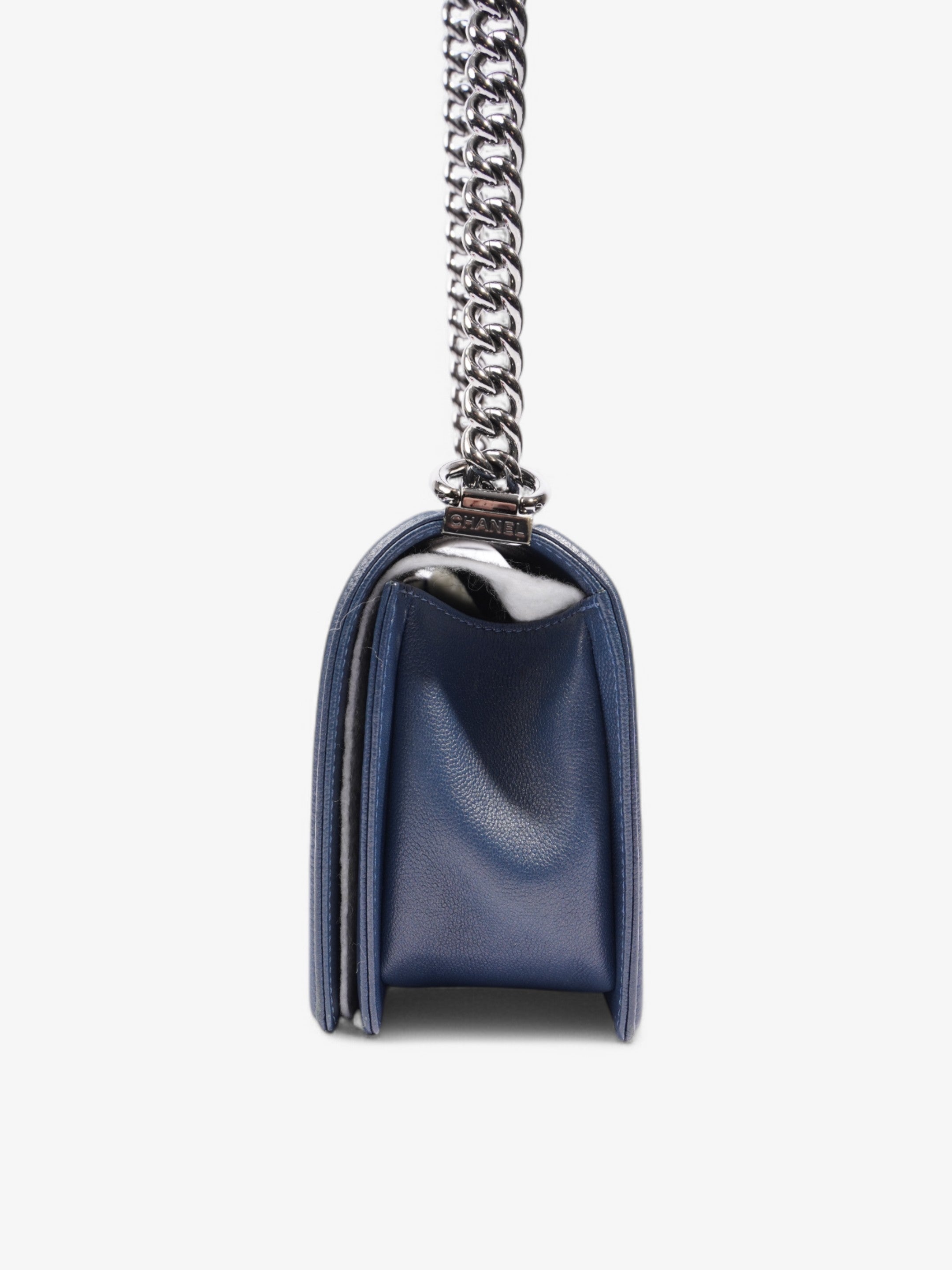 Chanel Boy Bag Blue Calfskin Leather Medium