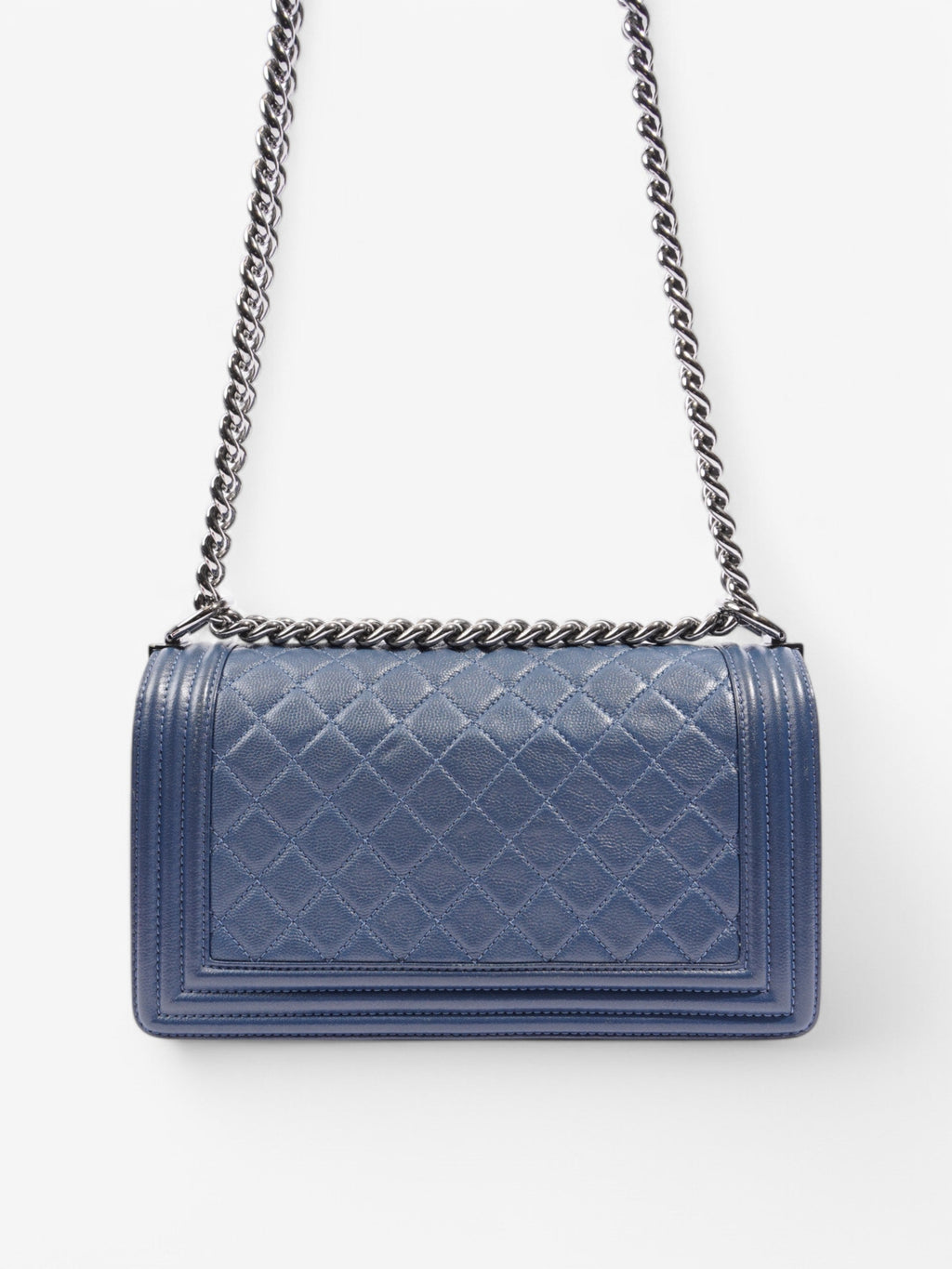 Chanel Boy Bag Blue Calfskin Leather Medium