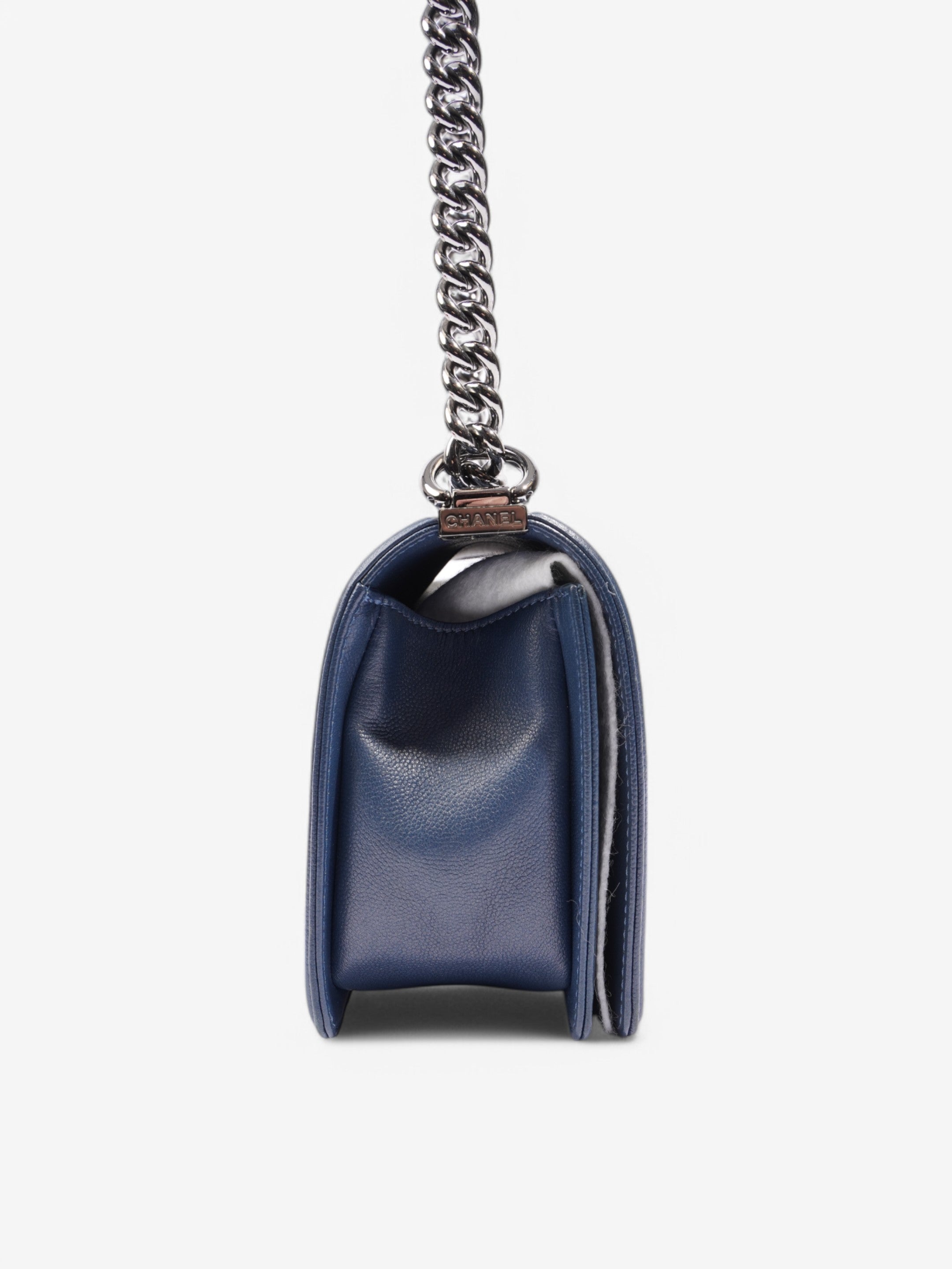 Chanel Boy Bag Blue Calfskin Leather Medium