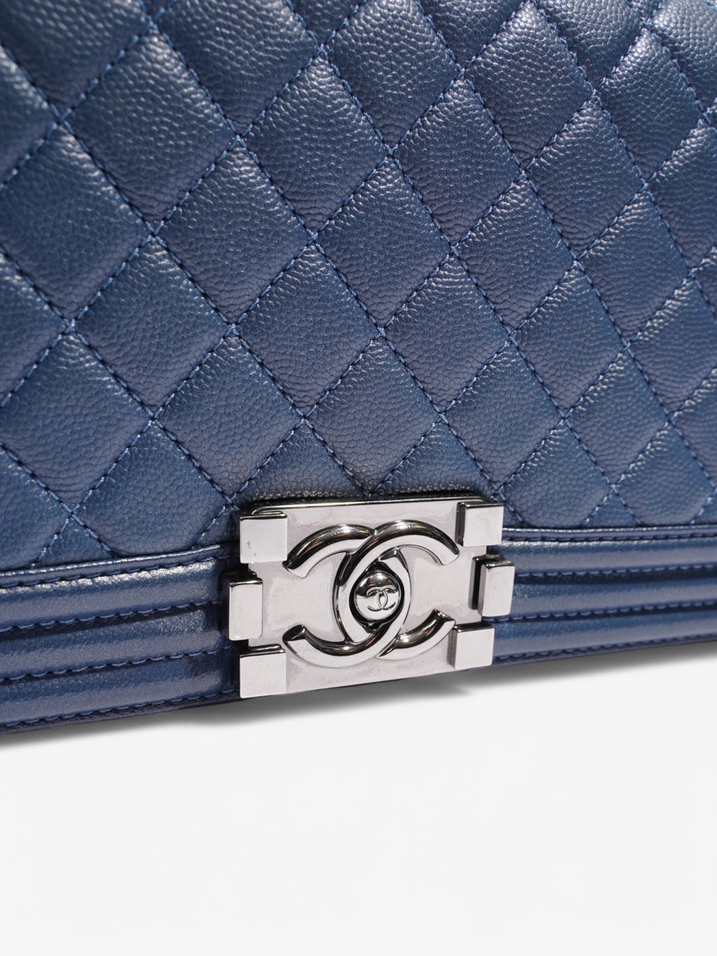 Chanel Boy Bag Blue Calfskin Leather Medium