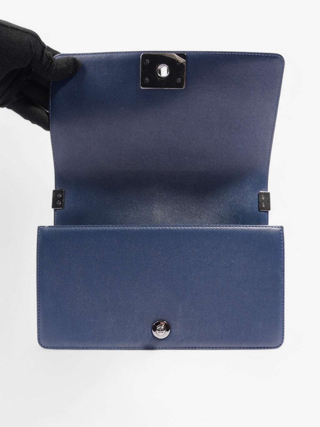 Chanel Boy Bag Blue Calfskin Leather Medium