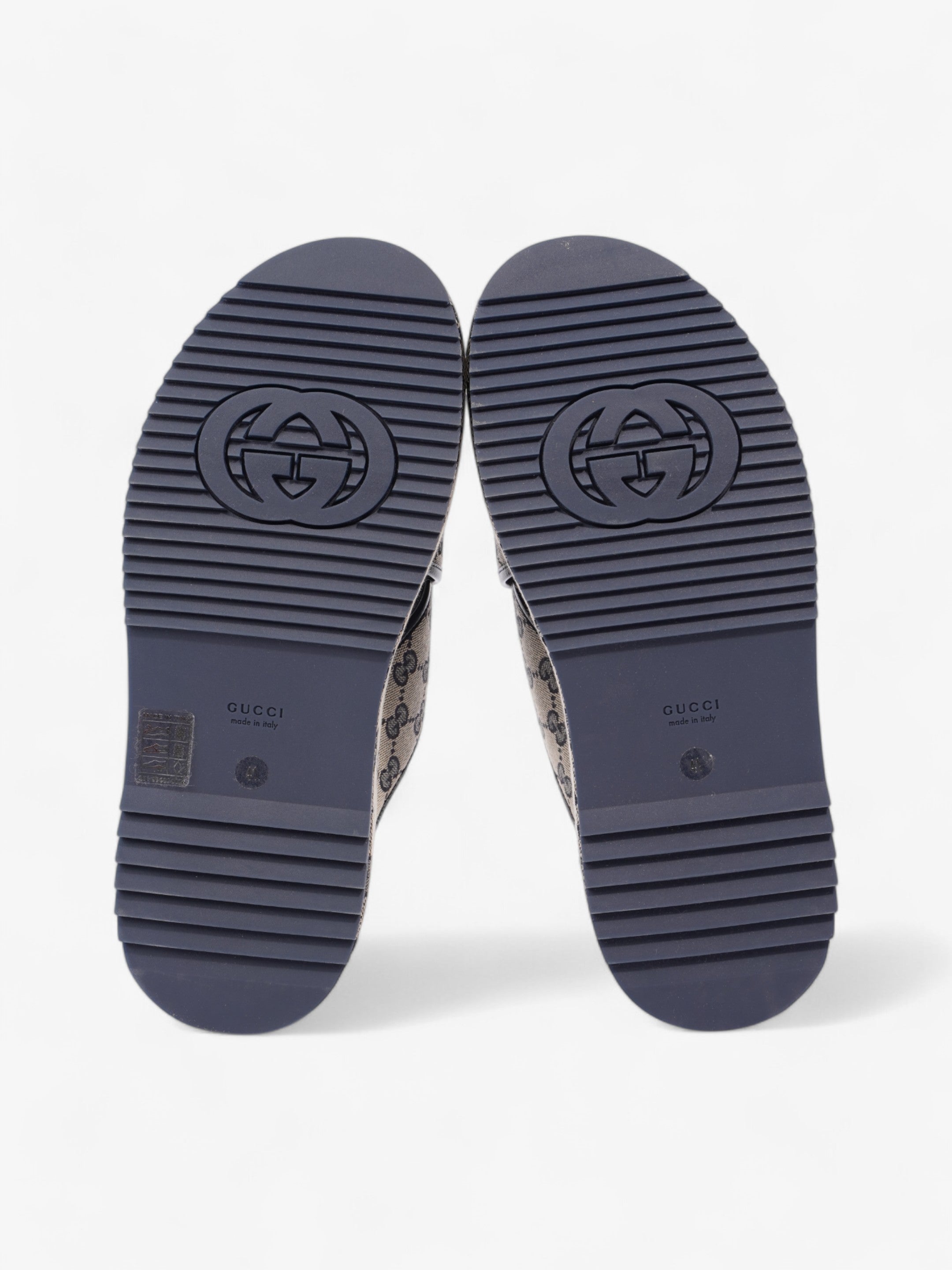 Gucci GG Platform Slide Beige Blue Canvas EU 41 UK 8