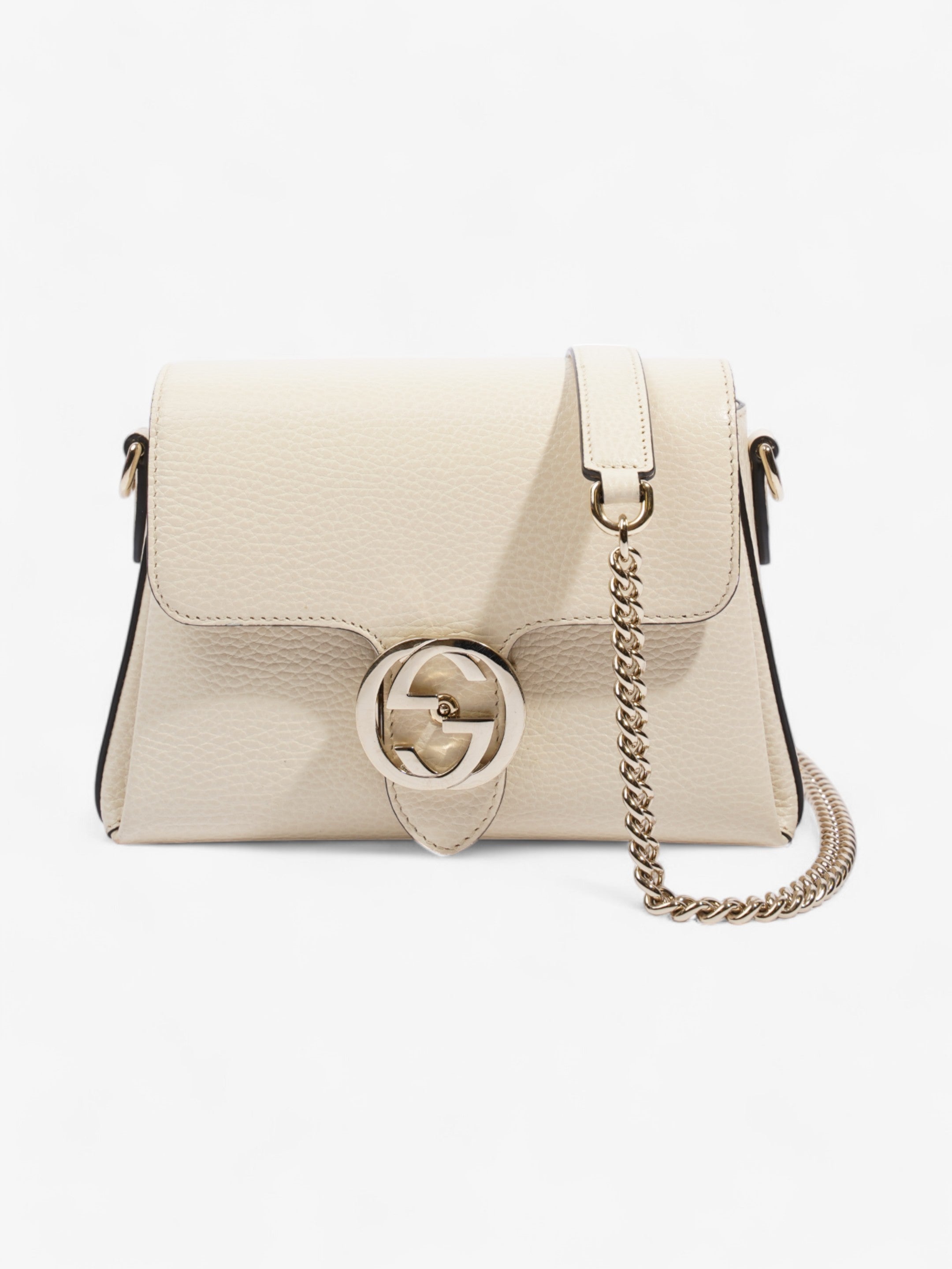 Gucci Interlocking G Dollar Bag Ivory Calfskin Leather Small