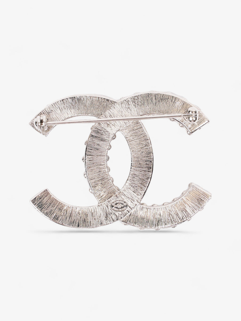 Chanel CC Brooch Silver Crystal