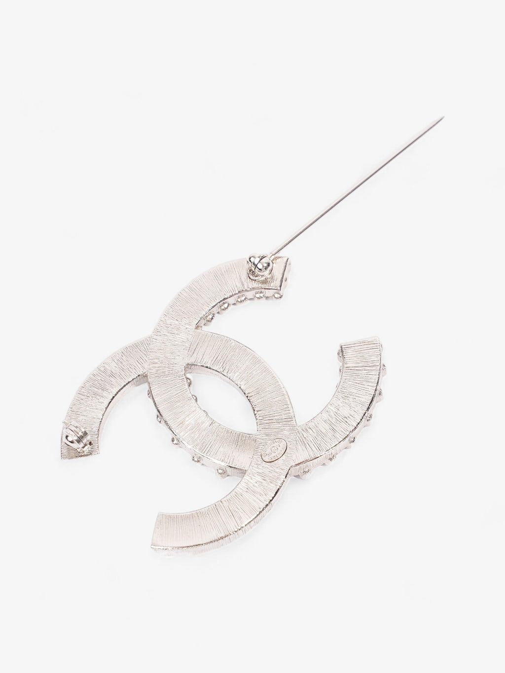 Chanel CC Brooch Silver Crystal