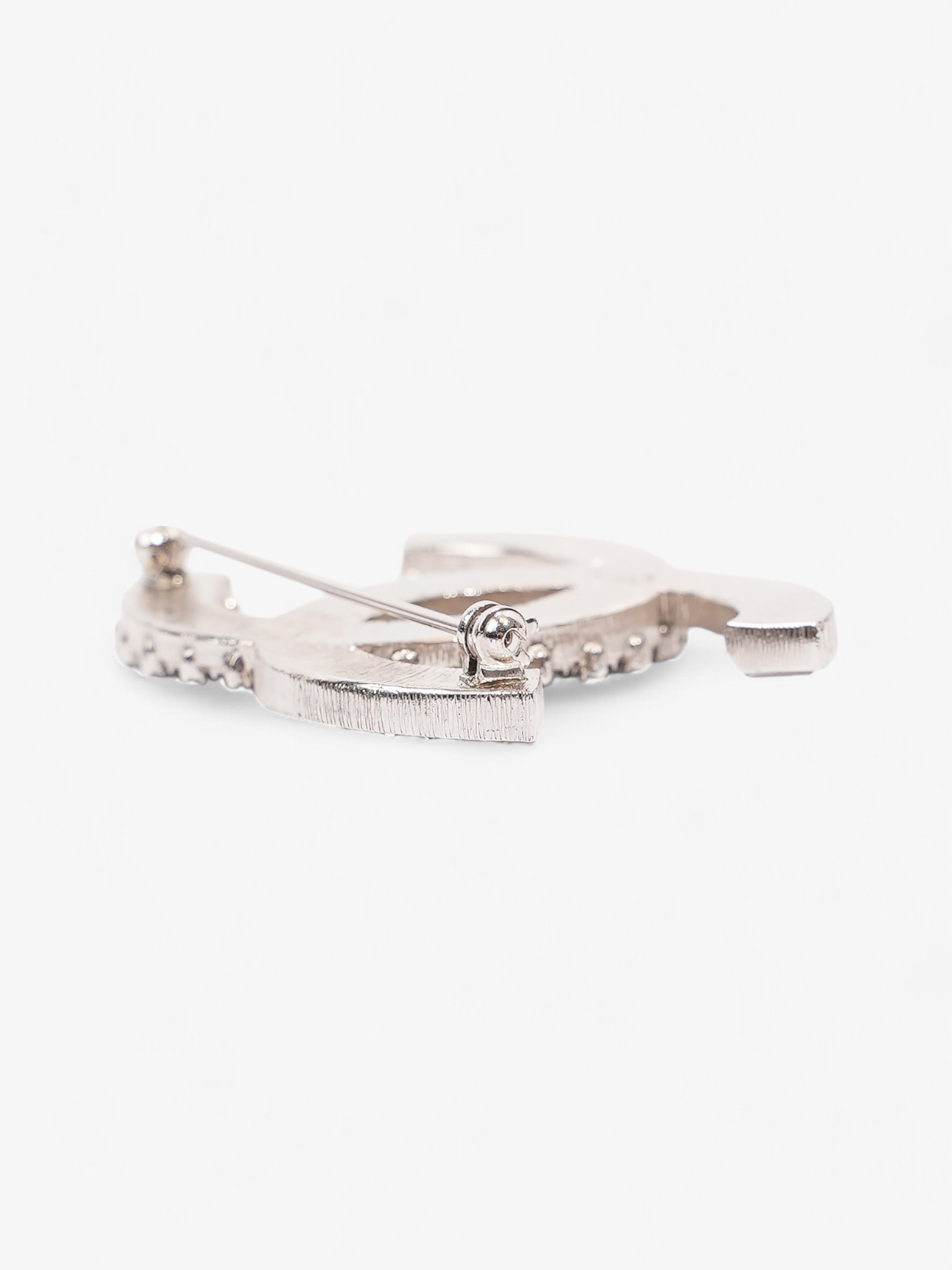 Chanel CC Brooch Silver Crystal