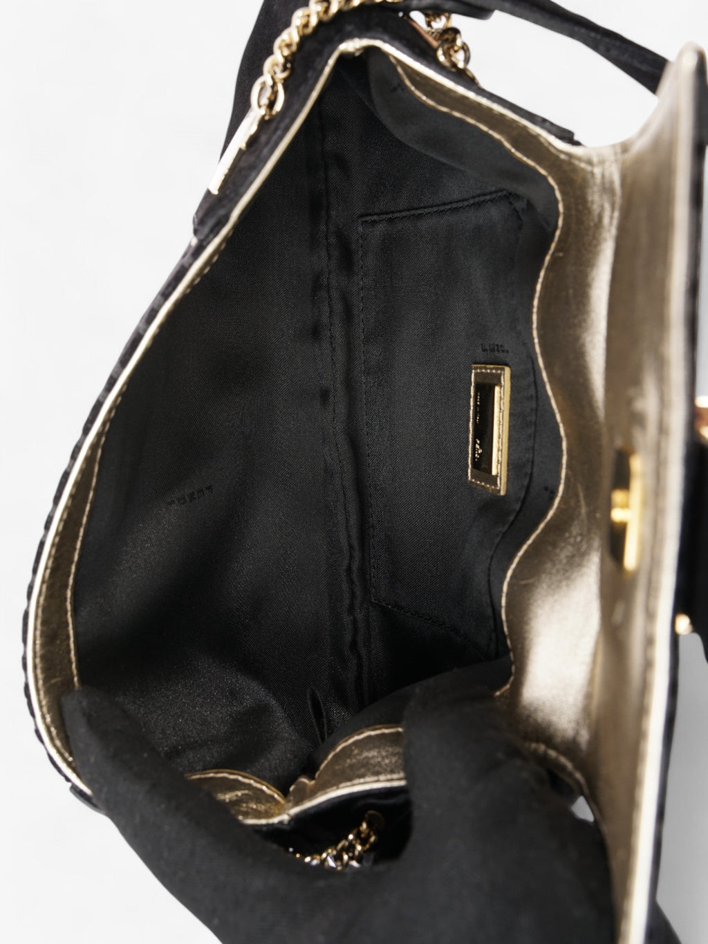 Fendi Zucchino Shoulder Bag Black / Light Gold Suede