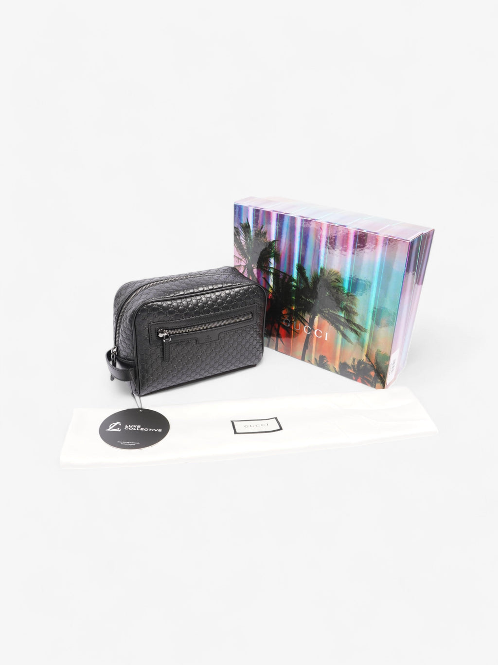 Gucci GG Wash Bag GG Supreme / Black Leather