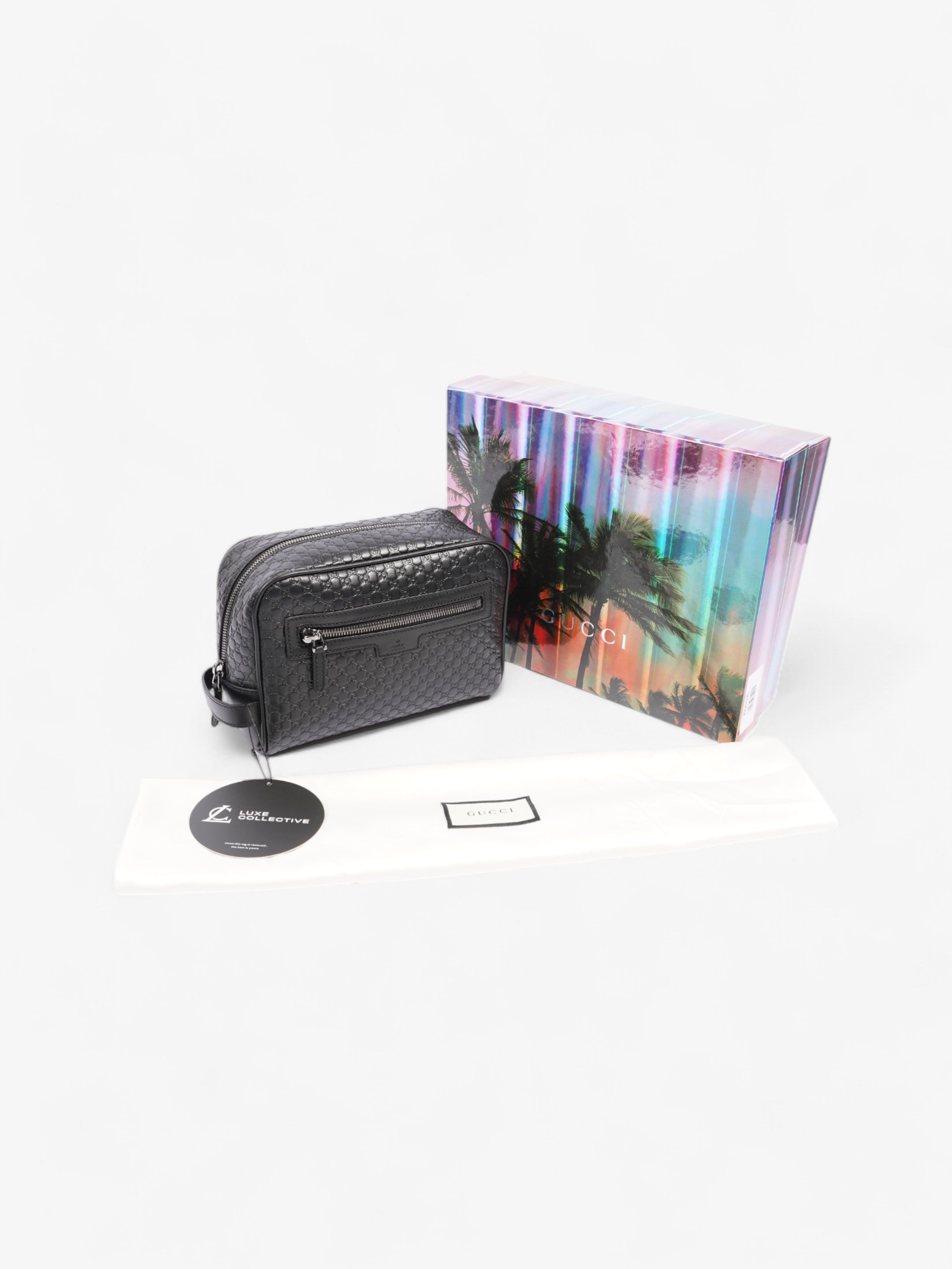 Gucci GG Wash Bag GG Supreme / Black Leather