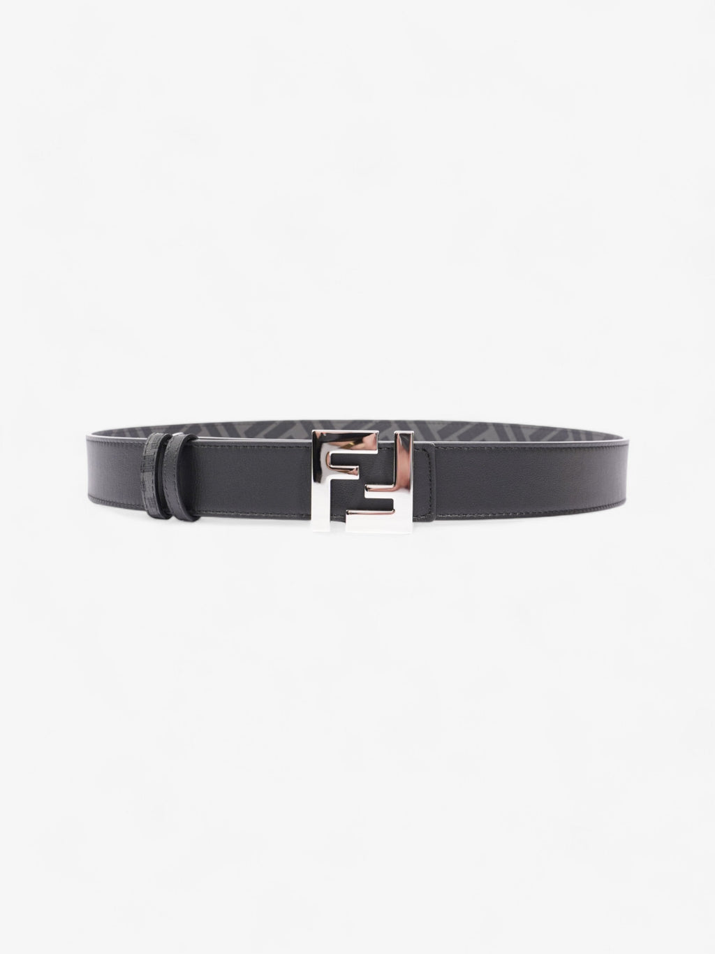 Fendi FF Reversible Belt Black / Grey / Silver Canvas 95cm / 38"