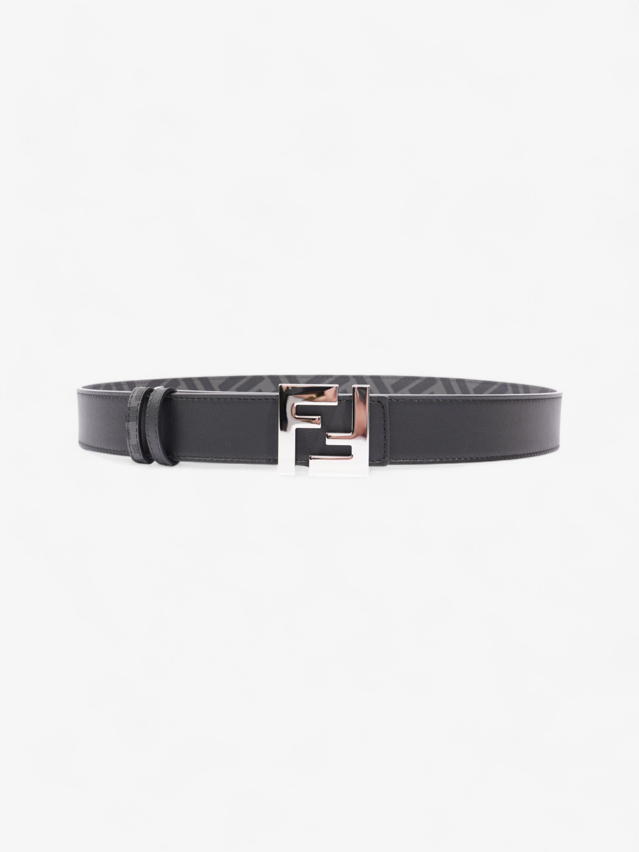 Fendi FF Reversible Belt Black / Grey / Silver Canvas 95cm / 38"