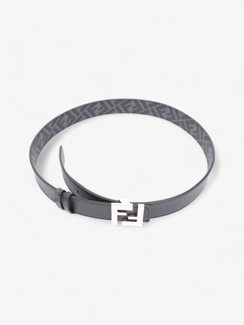 Fendi FF Reversible Belt Black / Grey / Silver Canvas 95cm / 38"