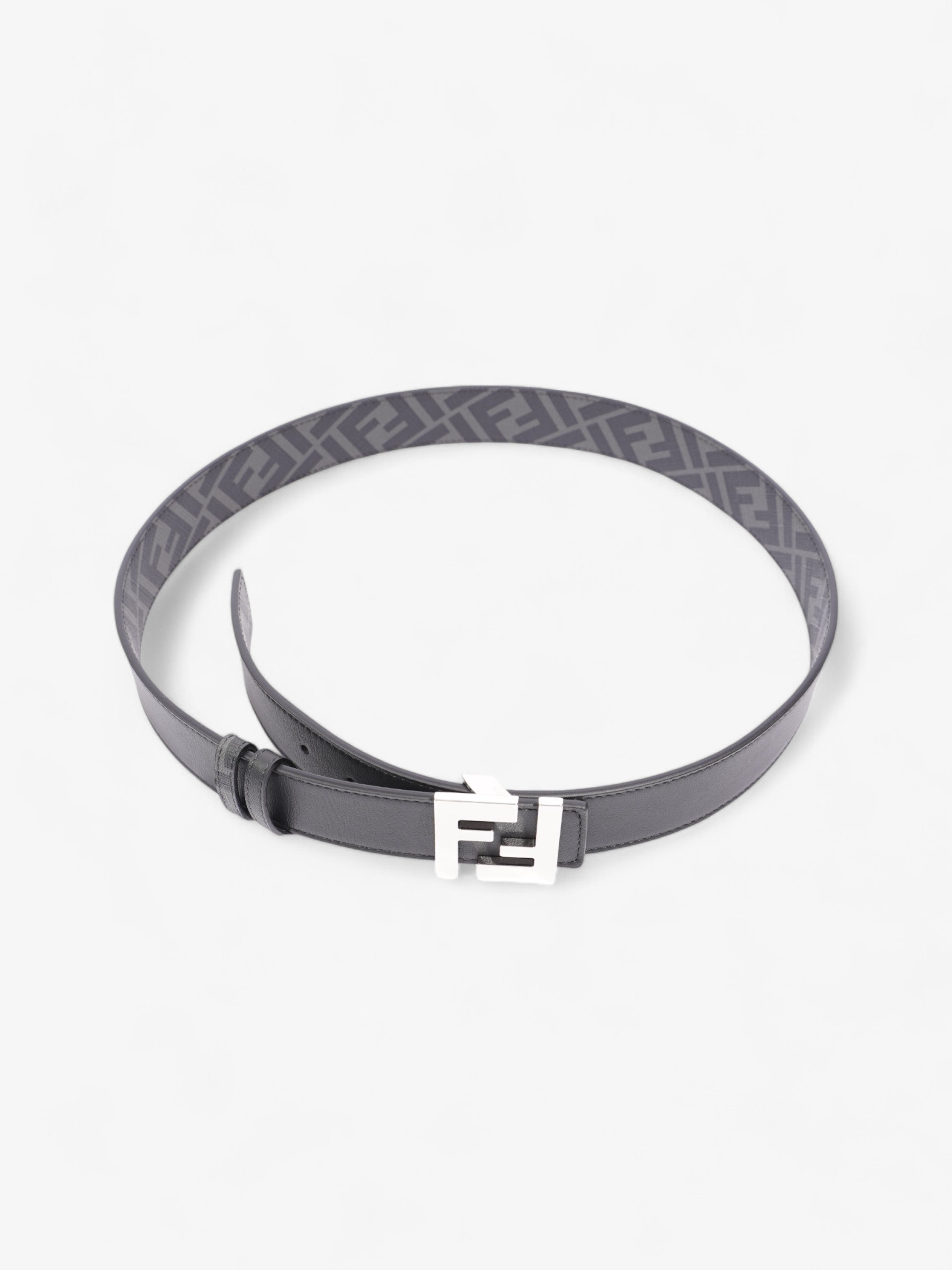 Fendi FF Reversible Belt Black / Grey / Silver Canvas 95cm / 38"