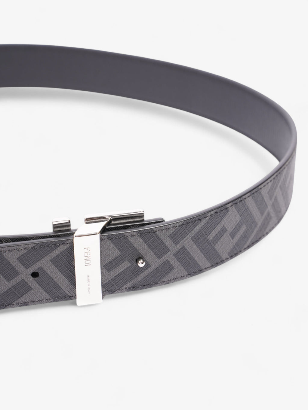 Fendi FF Reversible Belt Black / Grey / Silver Canvas 95cm / 38"