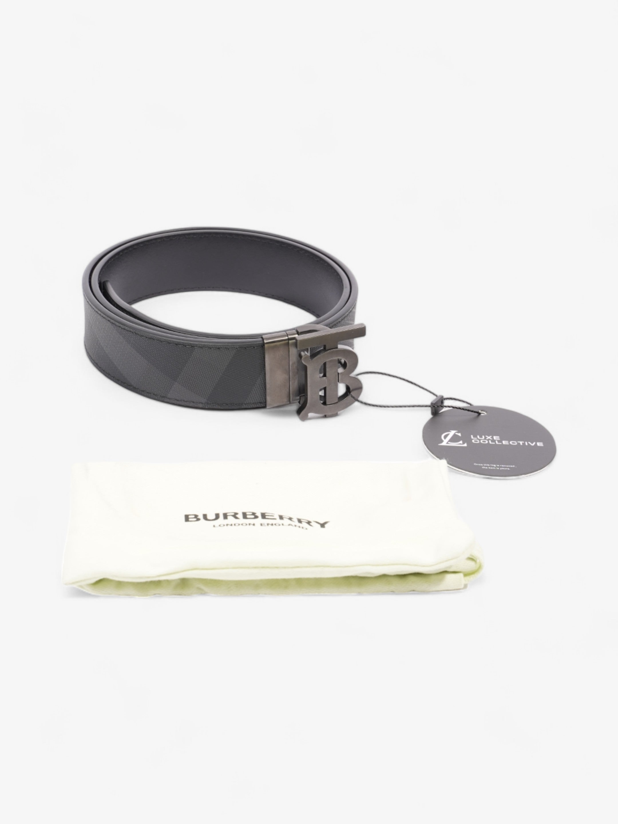 Burberry Reversible Belt Black Coated Canvas 80cm 32"